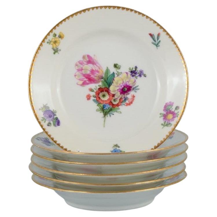 B&G, Bing & Grondahl Saxon Flower. Six Cake Plates Decorated with Flowers For Sale