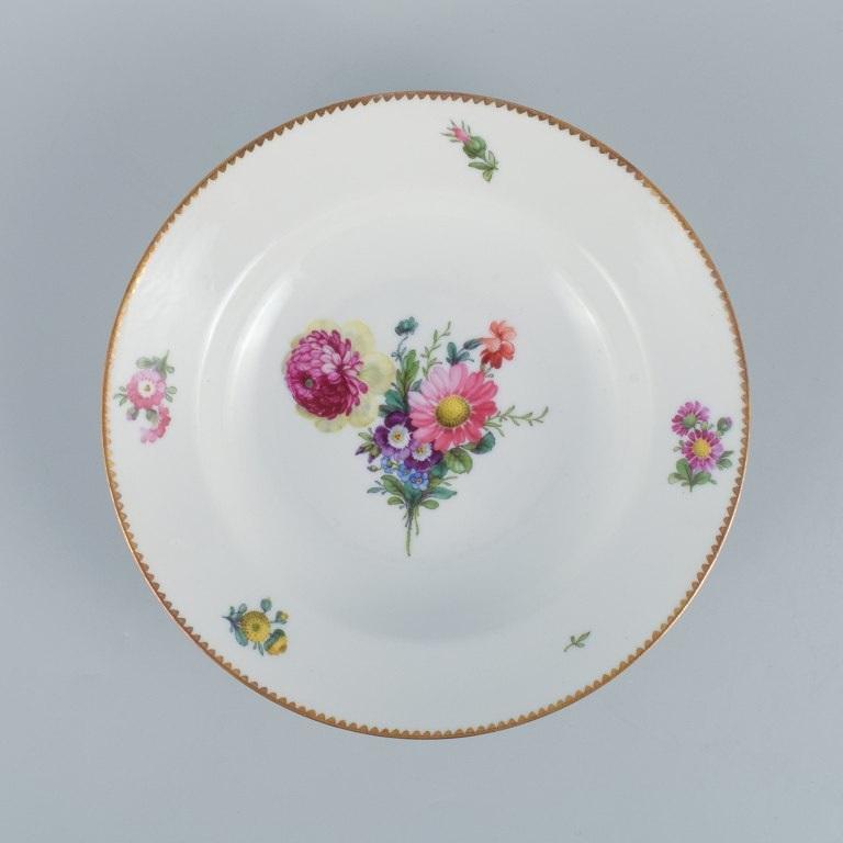Danish B&G, Bing & Grondahl Saxon Flower, Six Deep Plates in Porcelain For Sale