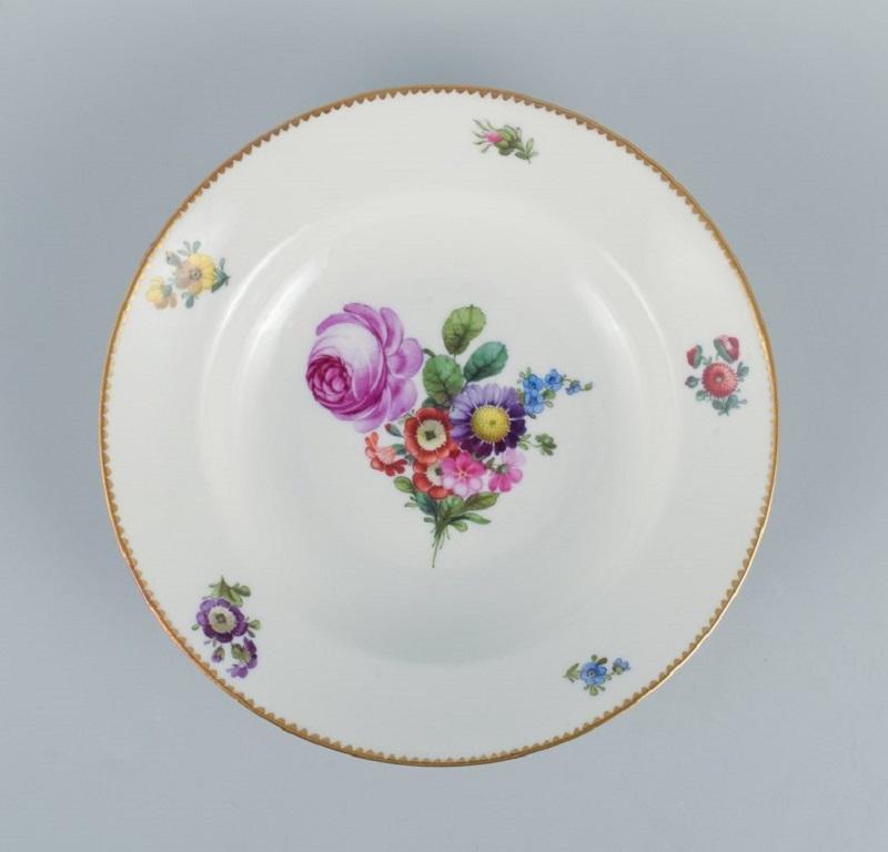 B&G, Bing & Grondahl Saxon Flower, Six Deep Plates in Porcelain In Excellent Condition For Sale In Copenhagen, DK