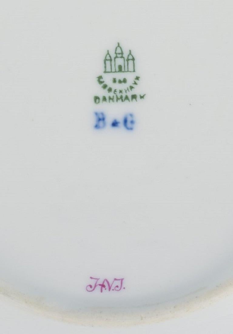 B&G, Bing & Grondahl Sächsische Blüte. Sechs tiefe Teller aus Porzellan. (Frühes 20. Jahrhundert) im Angebot