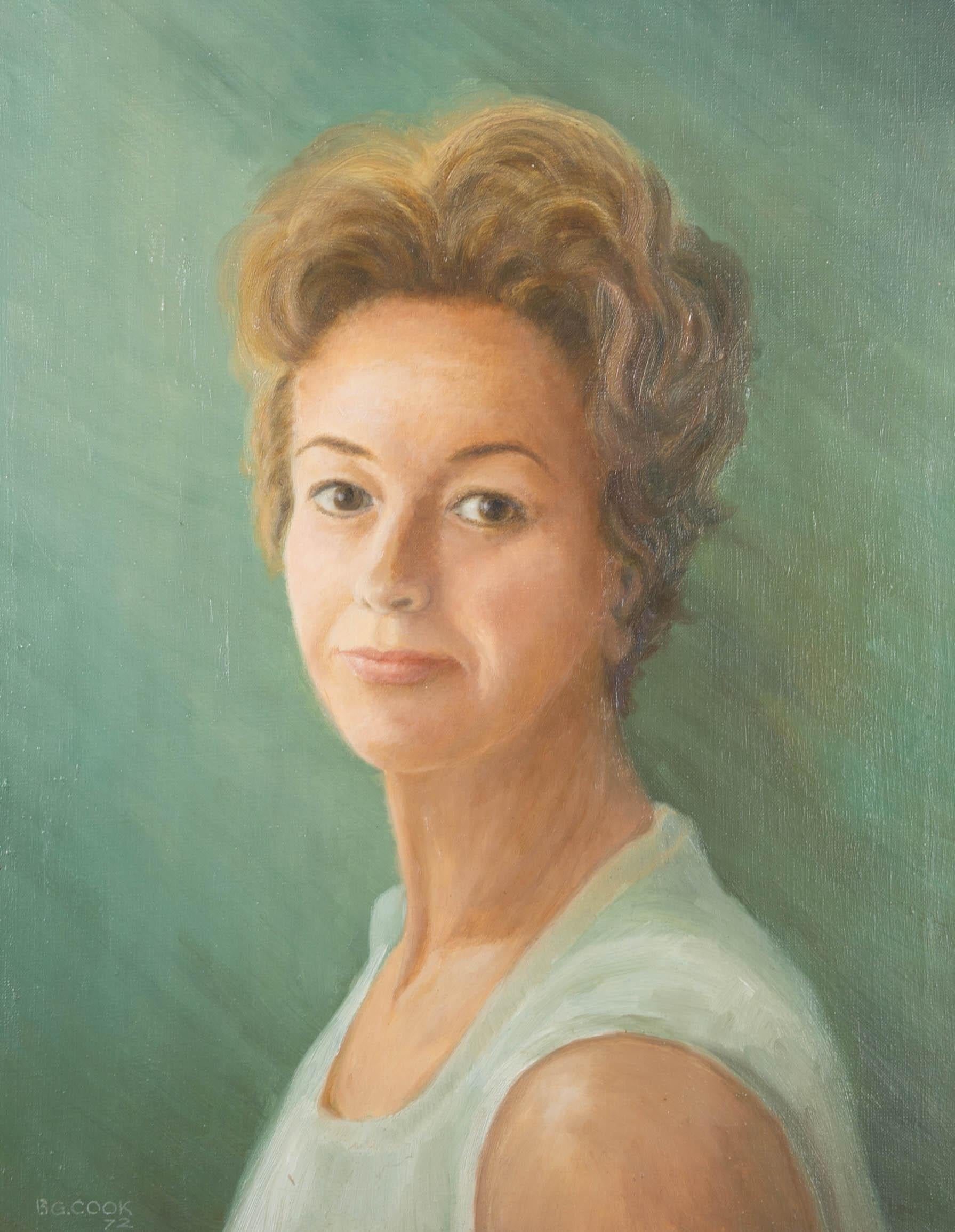 B.G. Cook - 1972 Oil, Female Portrait For Sale 1