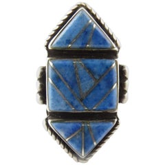 Vintage B.G. Mudd Native American Blue Lapis Inlaid Ring