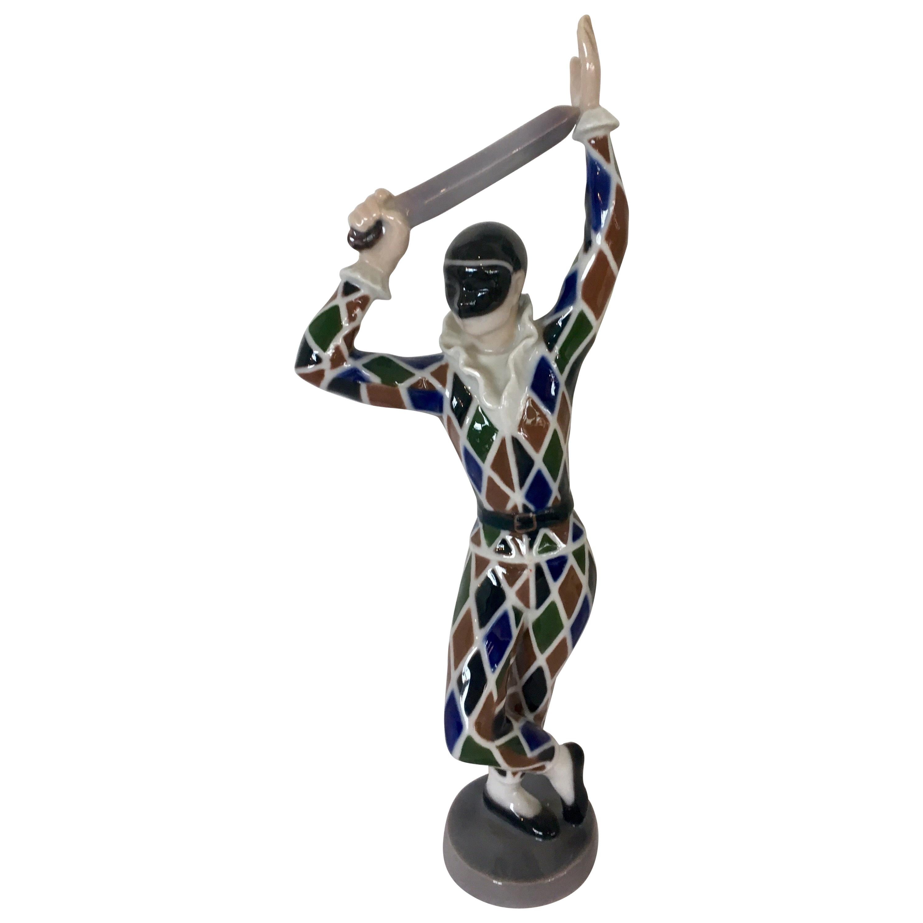 B&G Porcelain Made in Denmark Copenhagen Joker Figurine Harlequin Circus Series