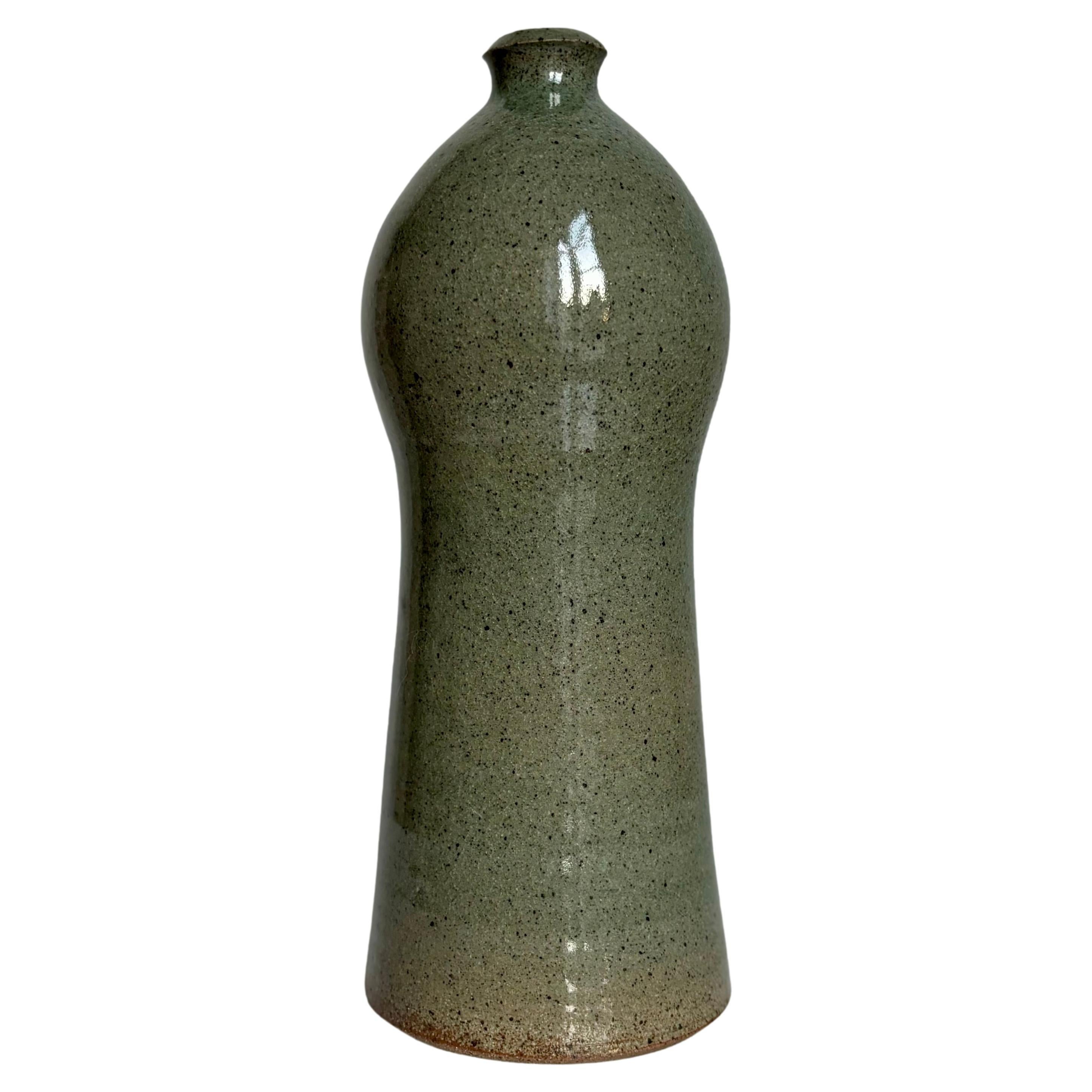 Bøgild Sage Green Organic Shaped Bottle Vase, 1970s For Sale