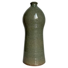 Vintage Bøgild Sage Green Organic Shaped Bottle Vase, 1970s