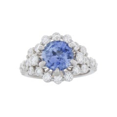 BGL Certified 2.47 Carat Round Sapphire & Diamond Cocktail Ring in 18k Gold