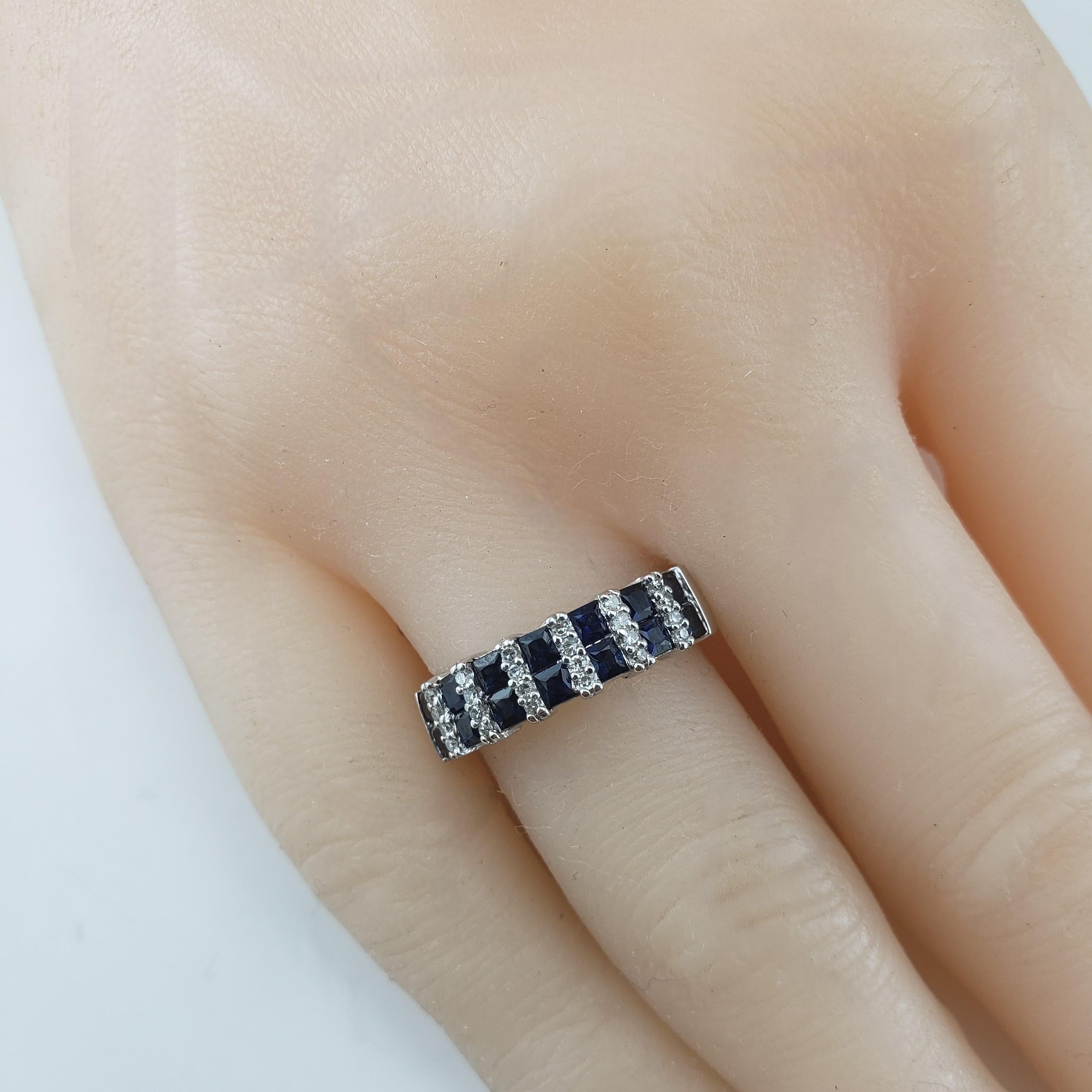 BH Effy 14 Karat White Gold Sapphire and Diamond Ring Size 7 #18660 1