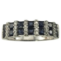 Bague BH Effy en or blanc 14 carats, saphir et diamant taille 7 n° 18660