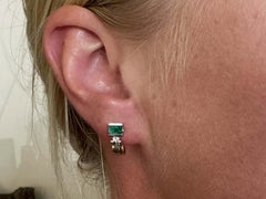 BH Emerald Diamond 14K Two Toned Gold Earrings