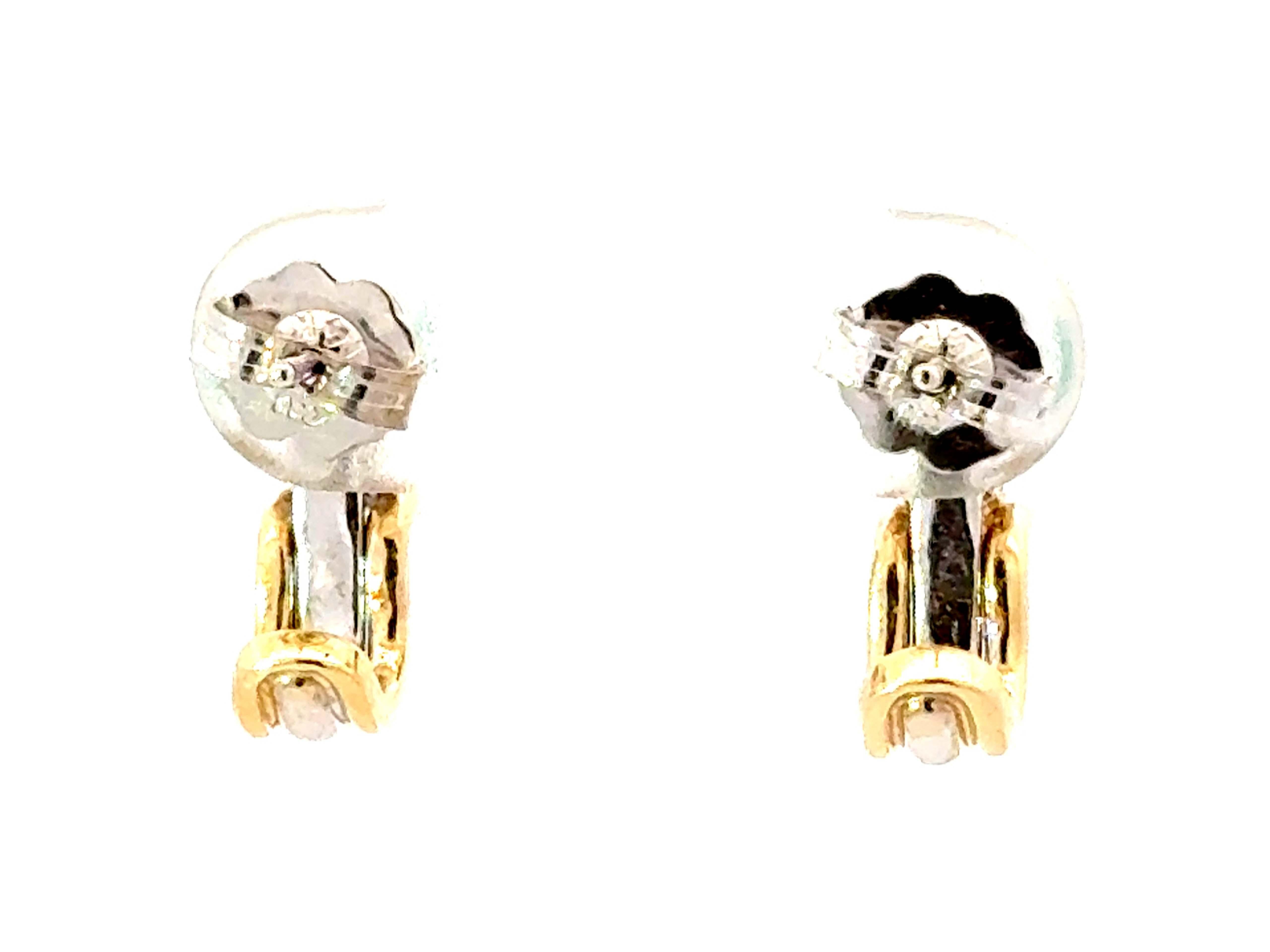 BH Emerald Diamond 14K Two Toned Gold Earrings For Sale 1