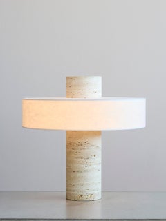 BHA Table Lamp in Travertine and Handcrafted Shoji Paper by Megarisiotis
