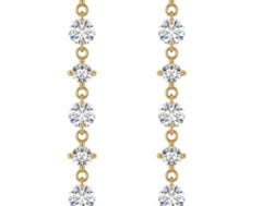 18kt Yellow Gold and Diamond Long Earring