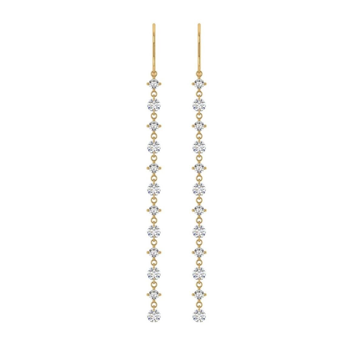 18kt Yellow Gold and Diamond Long Earring In New Condition For Sale In Beverly Hills, CA