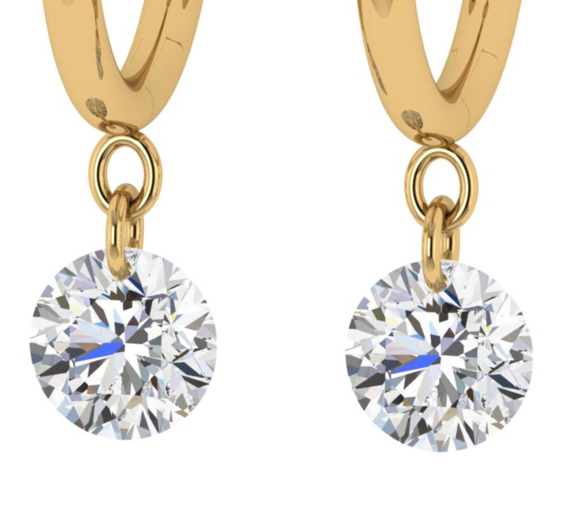 Women's or Men's 18kt Yellow Gold and Diamond Earring For Sale