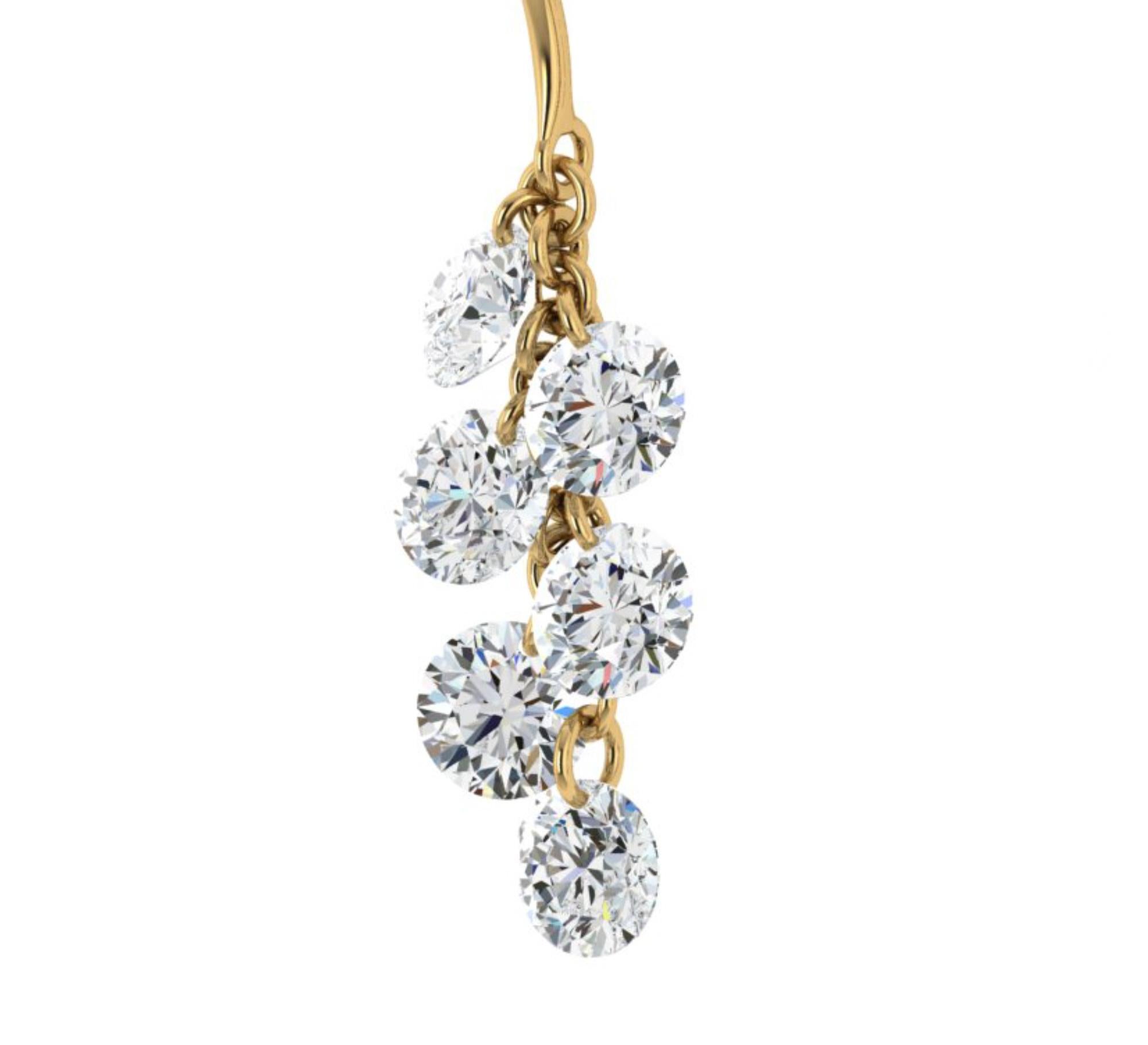 Women's or Men's 18kt Yellow Gold and Diamond Dangle Earring For Sale
