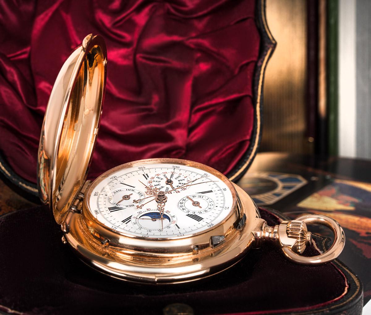 B.Hass Jeune Rose Gold Calendar Minute Repeater Split Second Hunter Pocket Watch For Sale 10