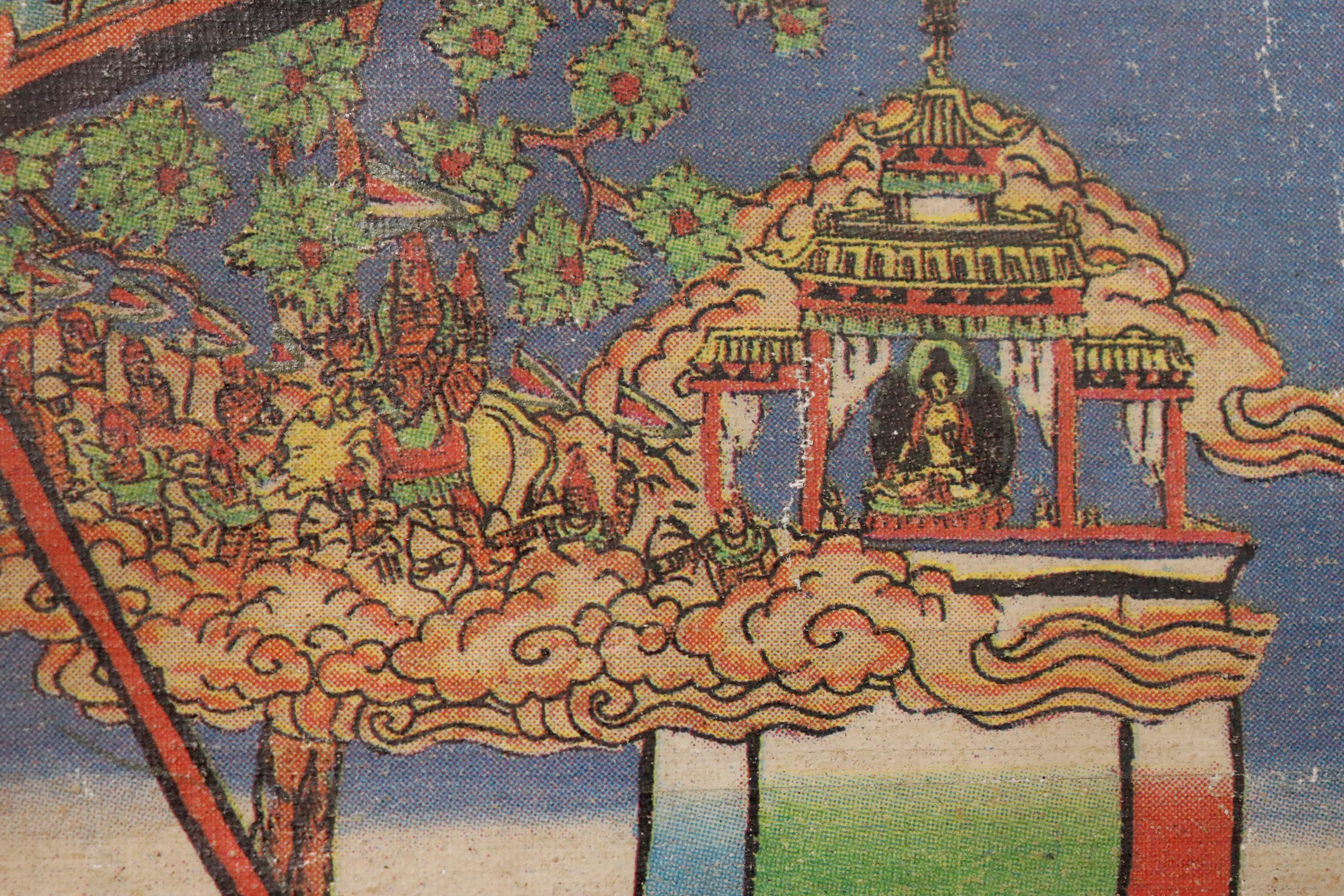 “Bhavacakra” Framed Tibetan Thangka 1