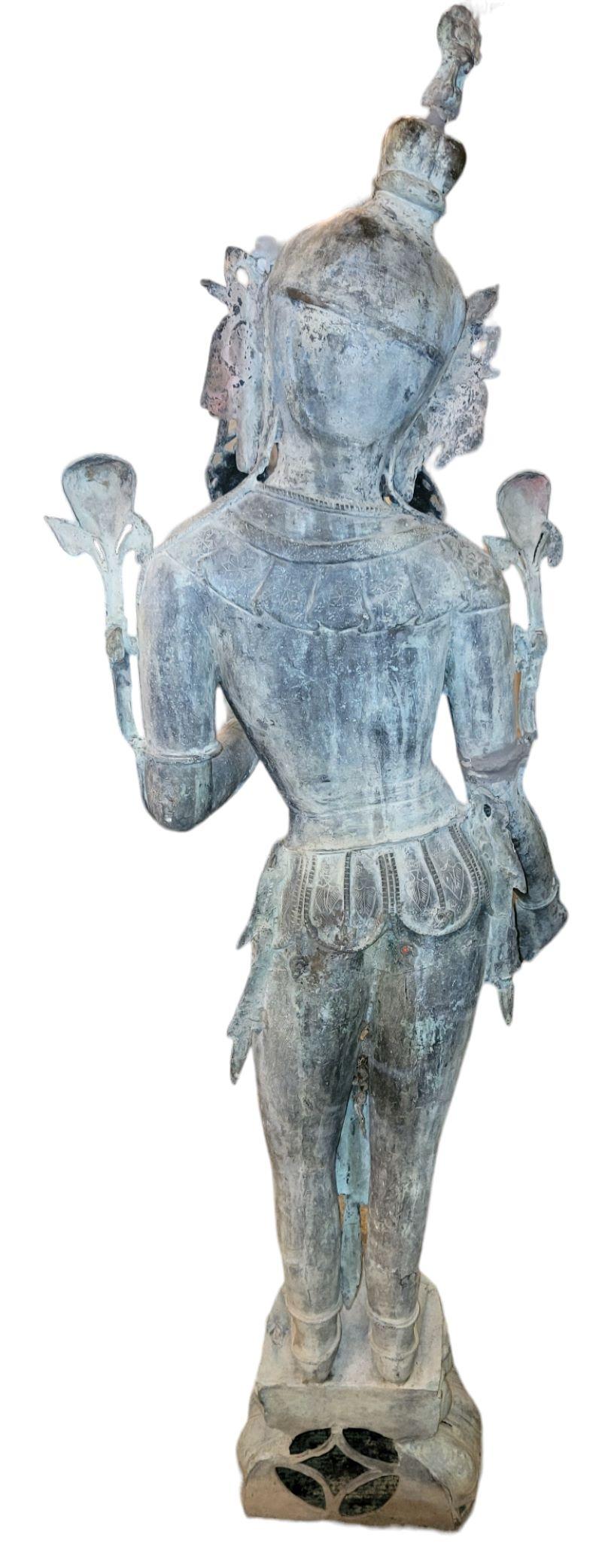 Bhudda Divine Sita Life Sized Bronze, Brass and Zinc Garden Statue In Good Condition For Sale In Pasadena, CA