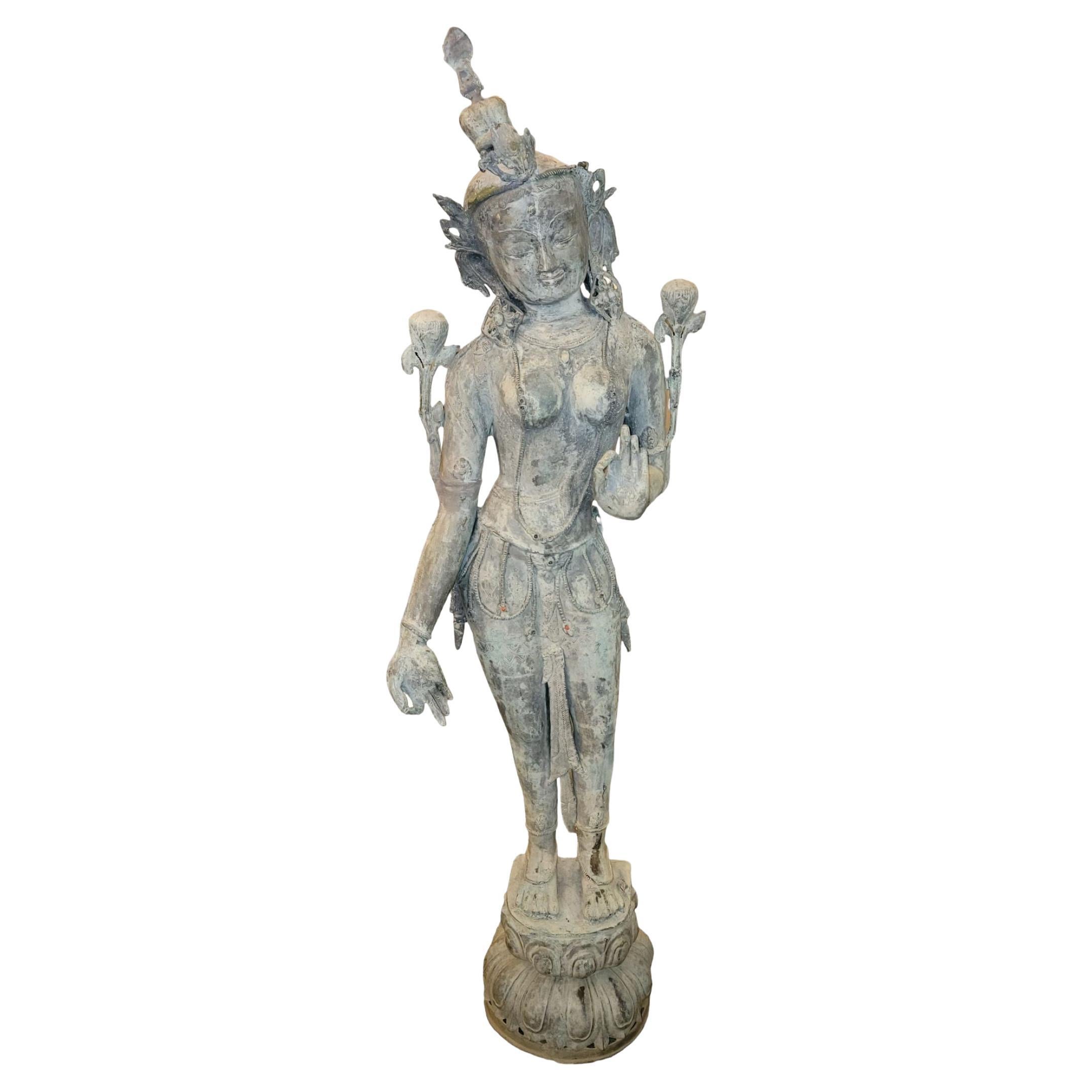Bhudda Divine Sita-Gartenstatue in Lebensgröße aus Bronze, Messing und Zink