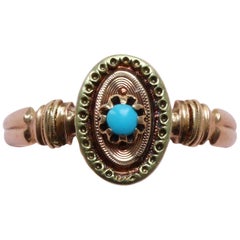 Bi-Color 18 Carat Gold Ring with Turquoise