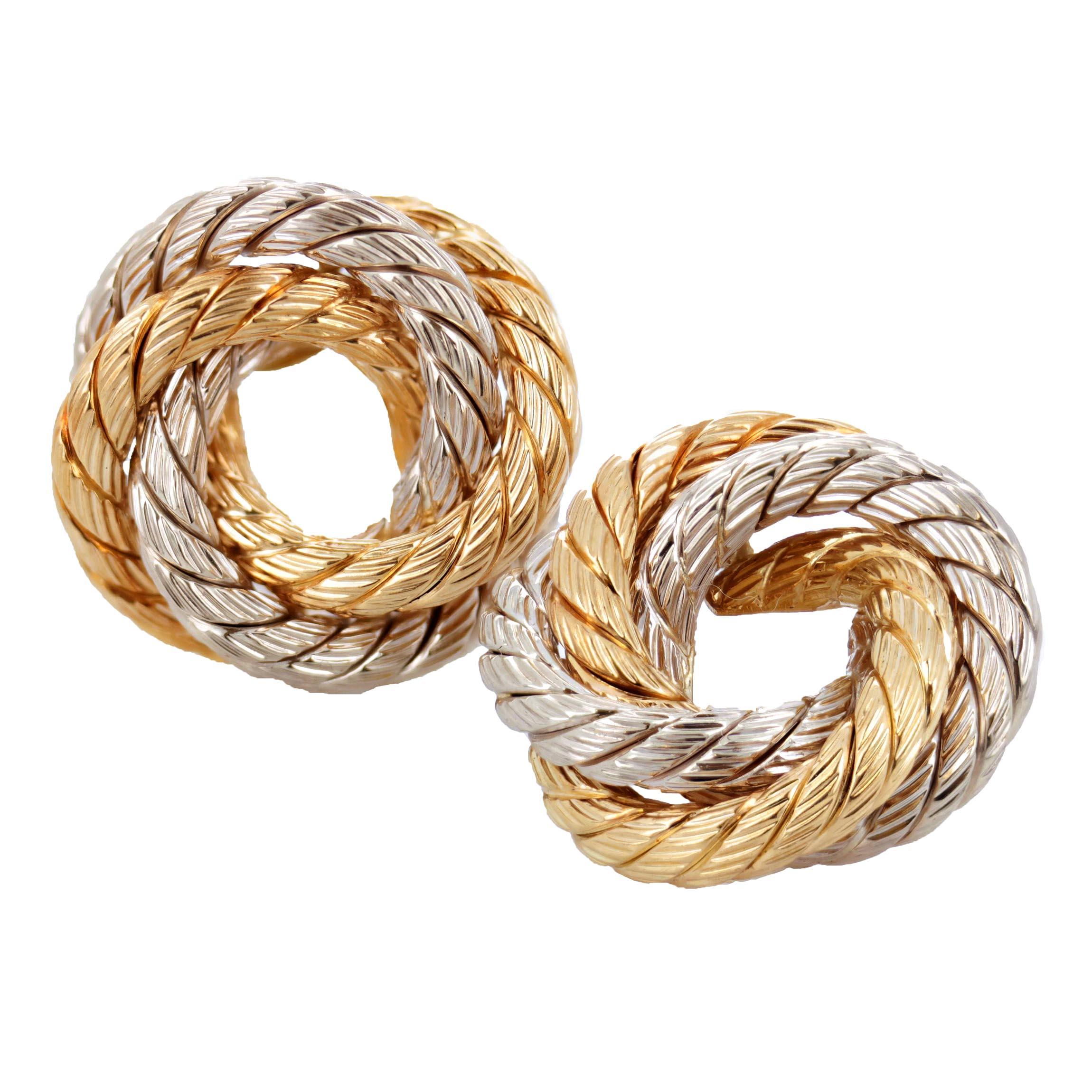 Bi-Color 18 Karat Gold Spiral Clip Earrings