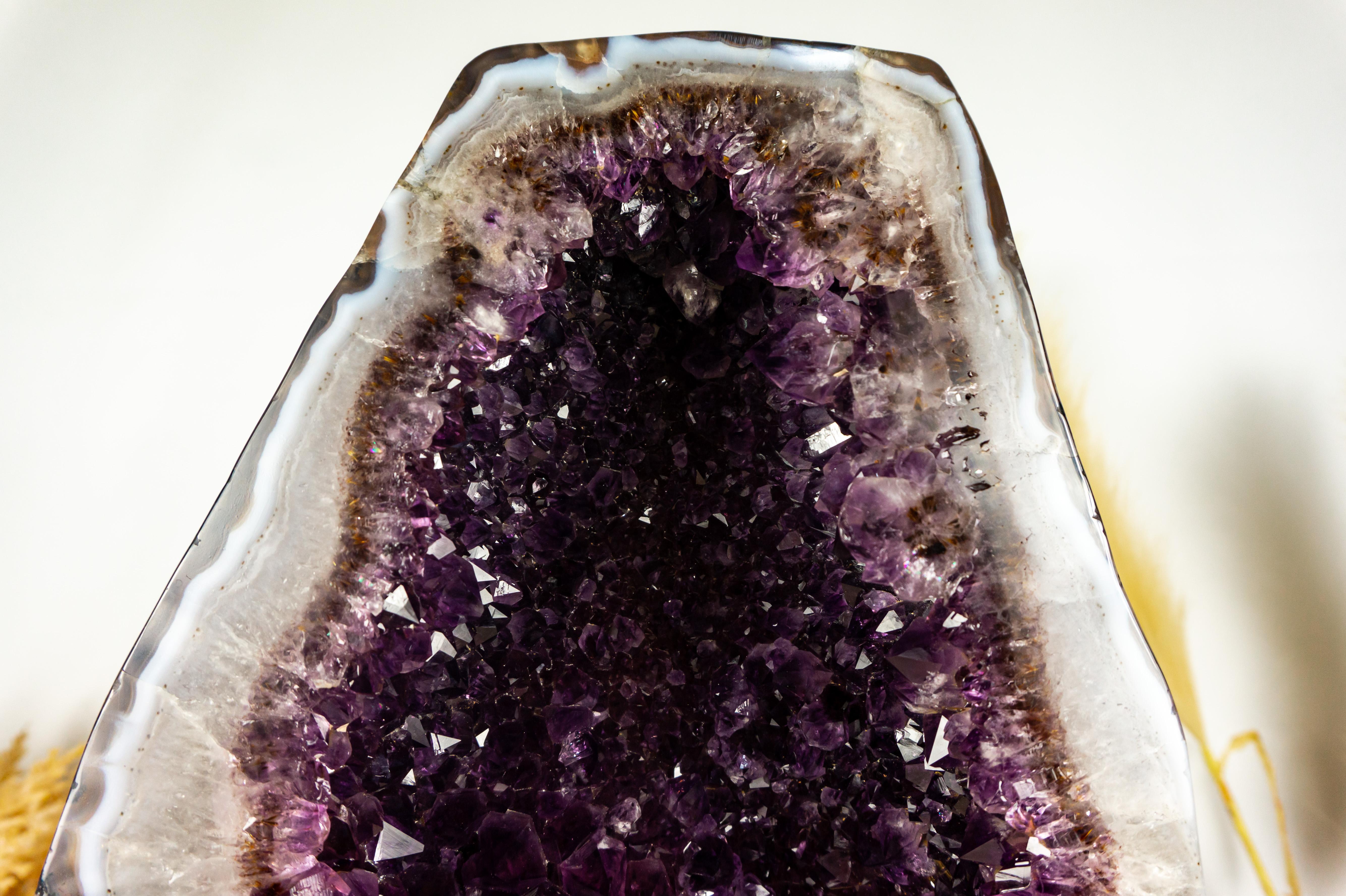 Bi-Color Amethyst Cathedral Geode with Dark Saturated AAA Purple Amethyst Druzy For Sale 2