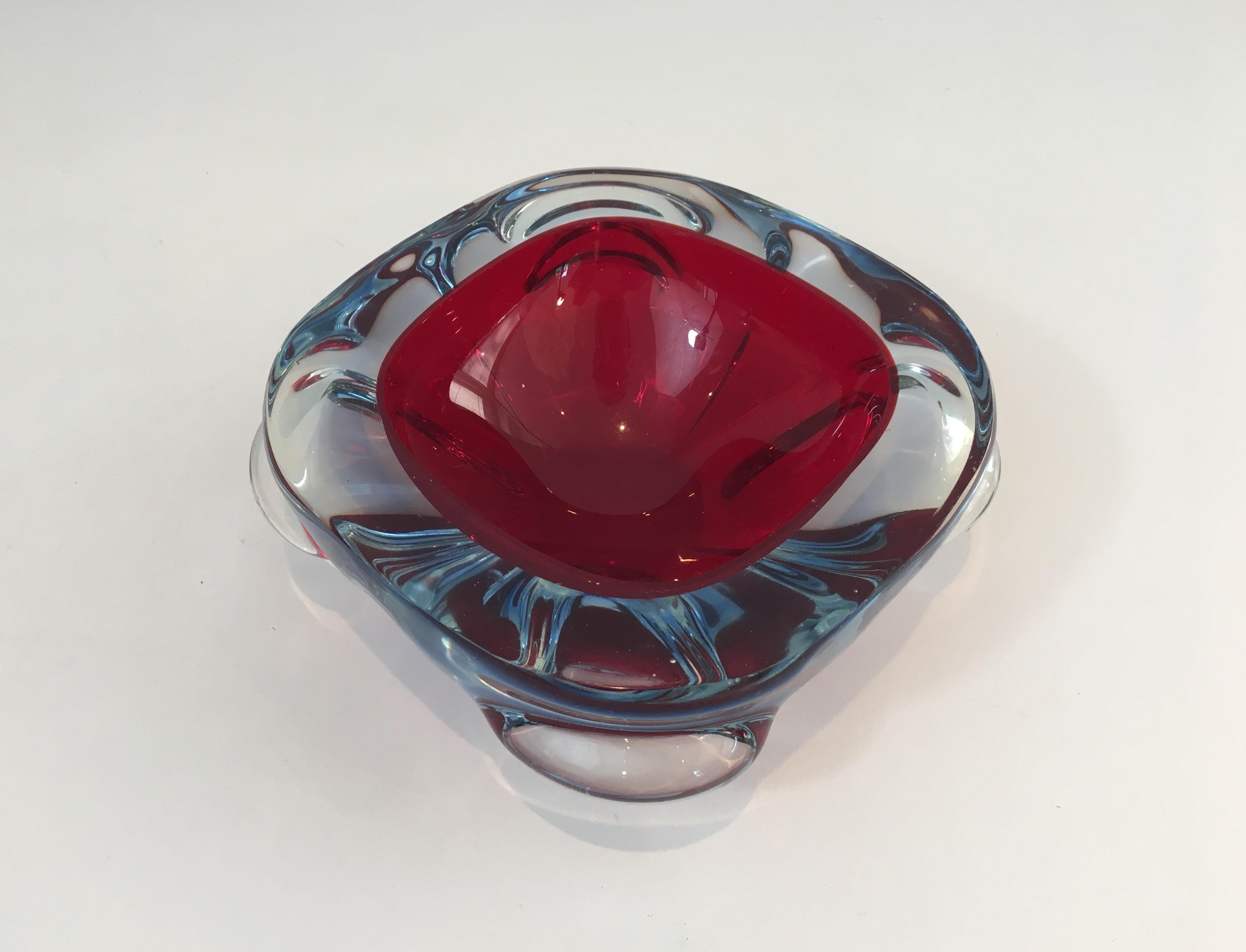 Bi-color crystal ashtray, circa 1970.