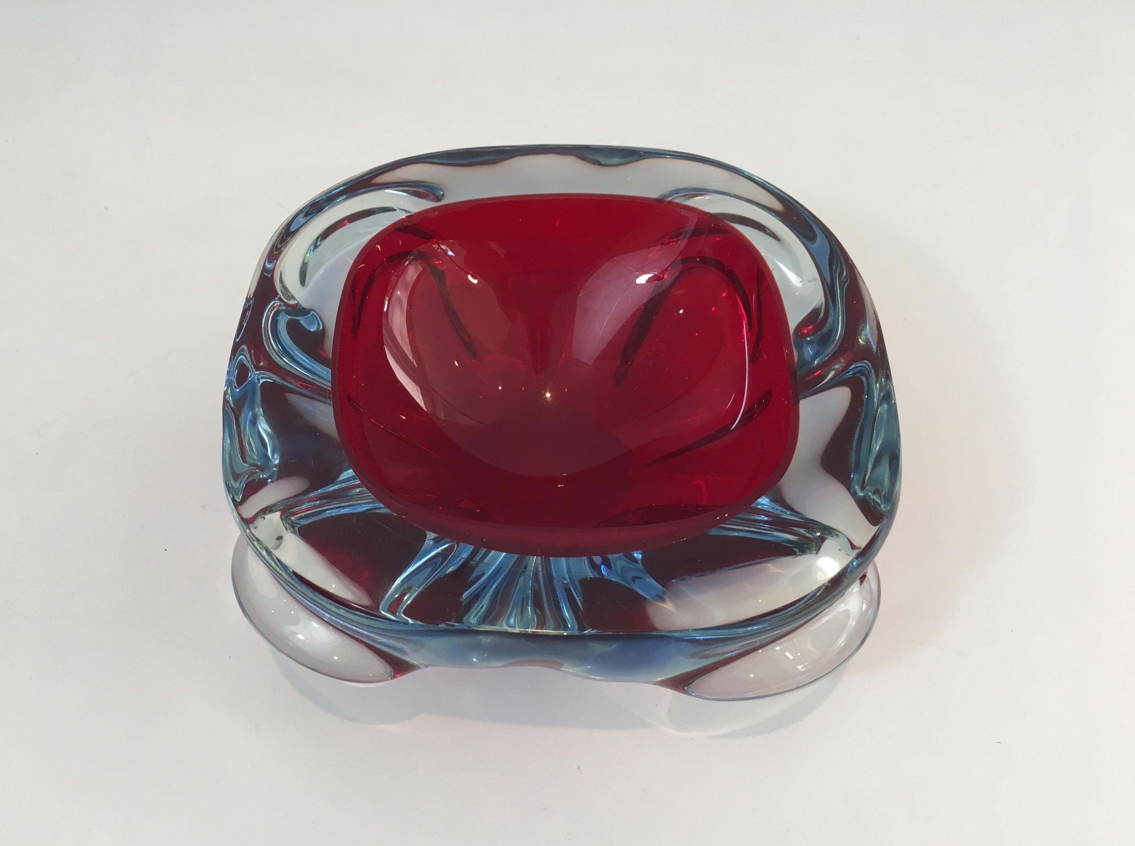 Mid-Century Modern Bi-Color Cristal Ashtray, circa 1970 For Sale