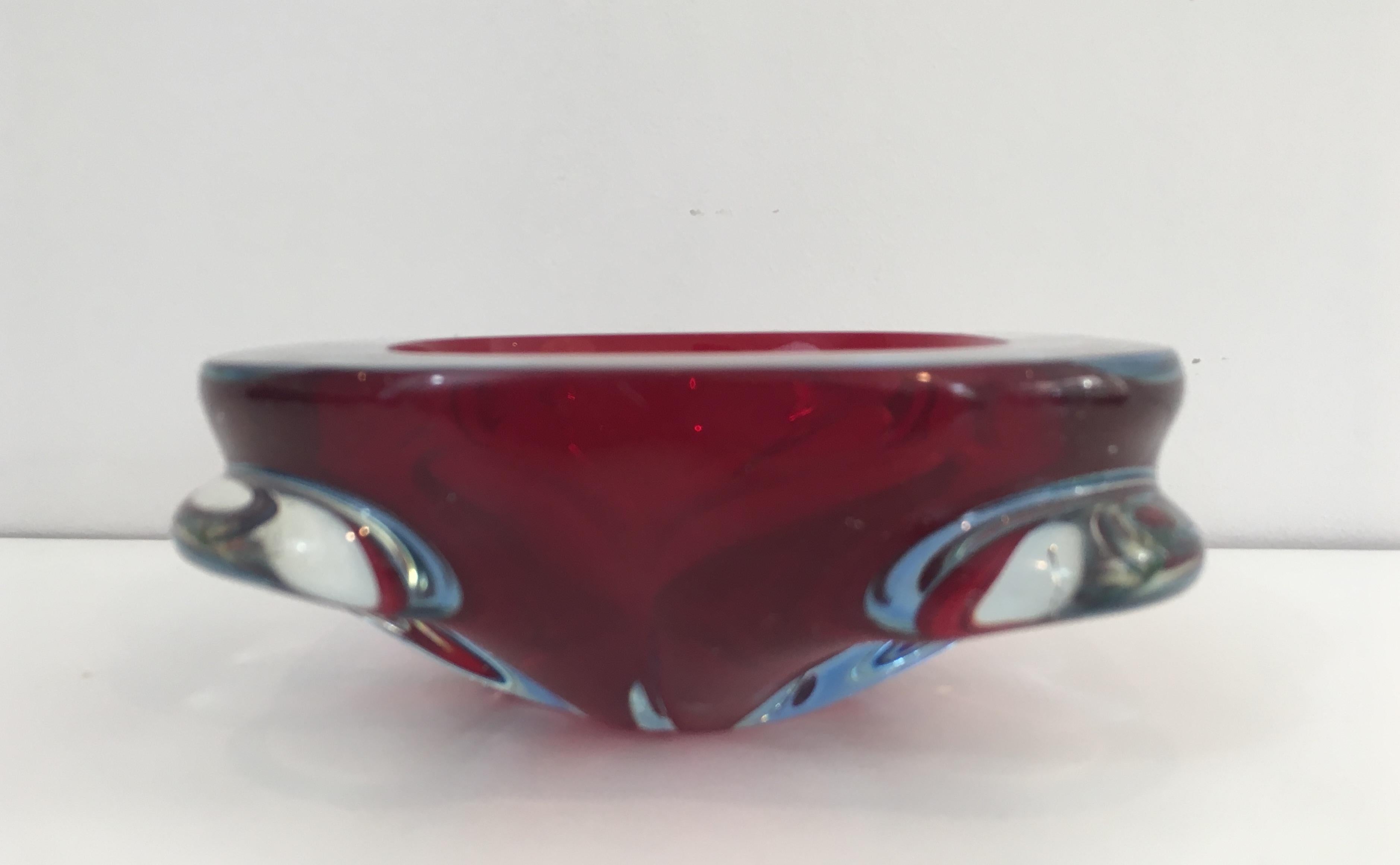 Late 20th Century Bi-Color Cristal Ashtray, circa 1970 For Sale