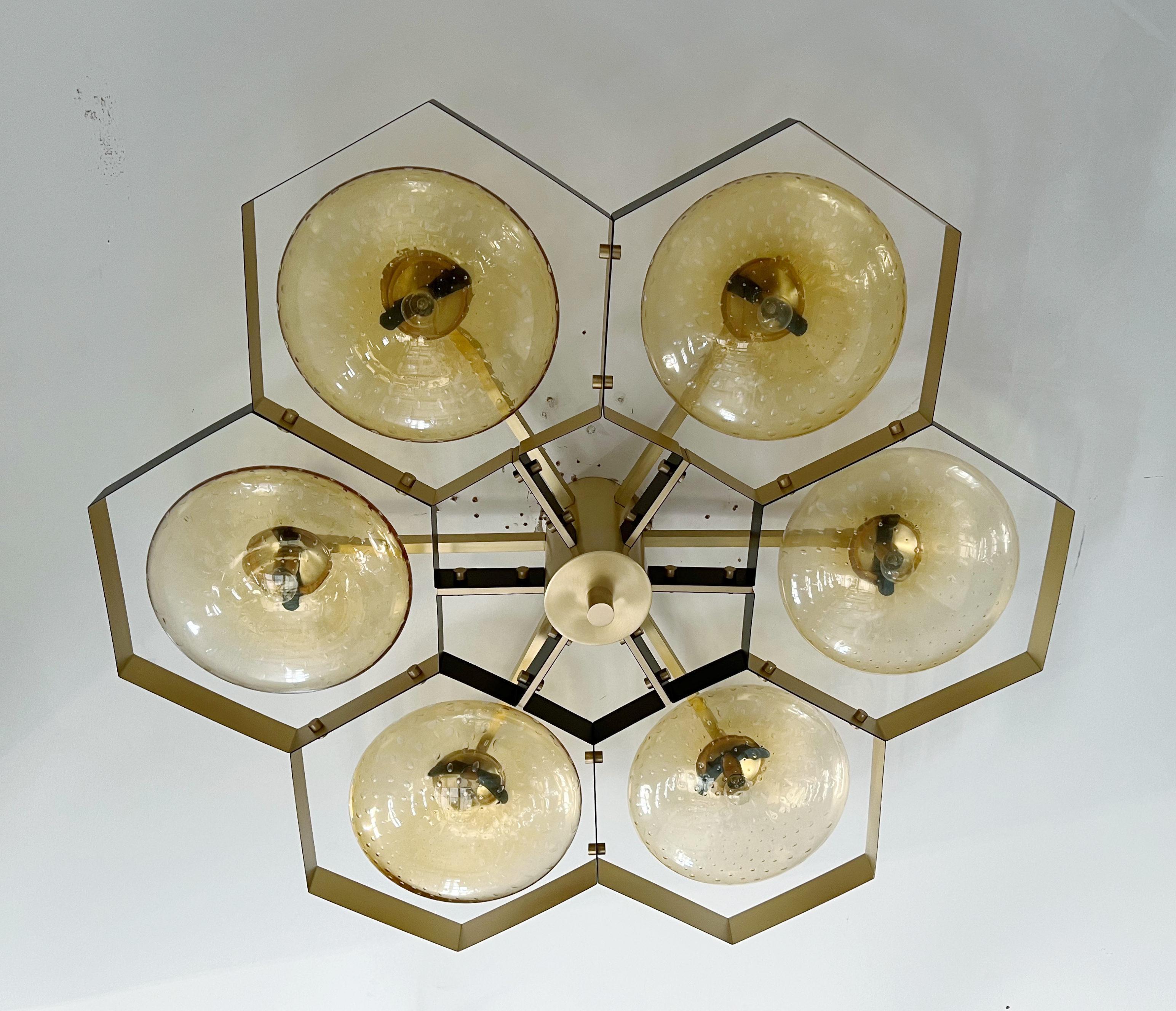 Mid-Century Modern Bi-color Hive Flush Mount by Fabio Ltd For Sale