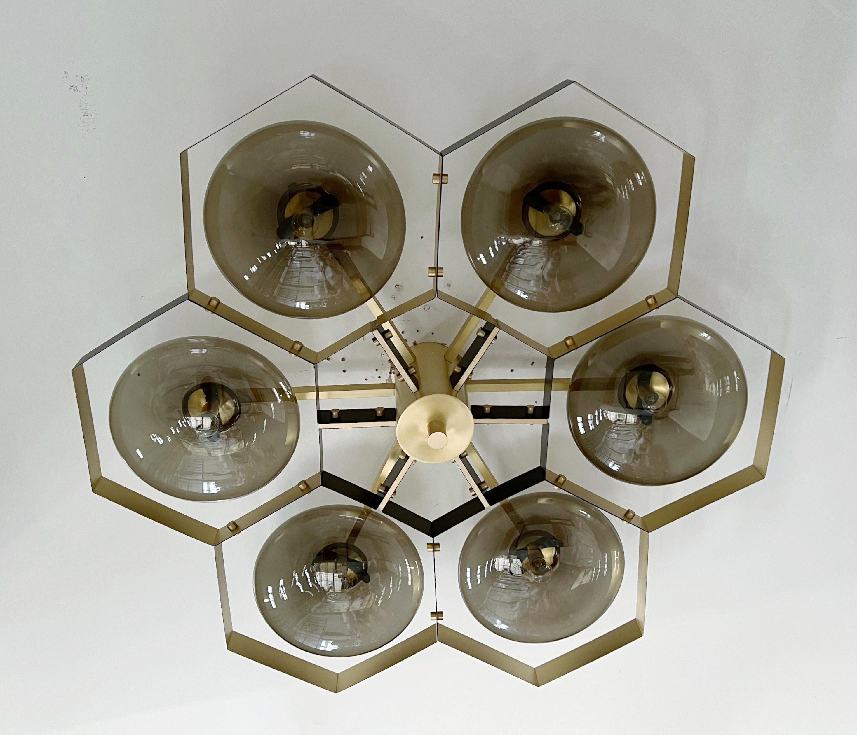 Mid-Century Modern Bi-color Hive Flush Mount by Fabio Ltd For Sale