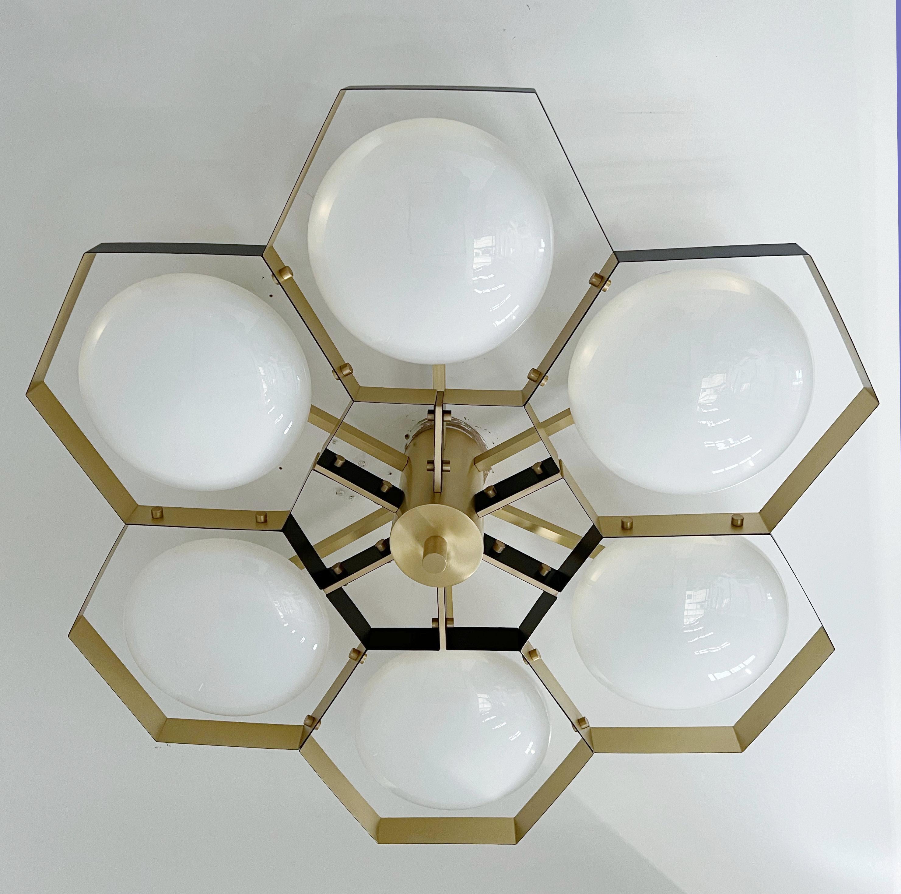 Mid-Century Modern Bi-color Hive Flush Mount by Fabio Ltd For Sale
