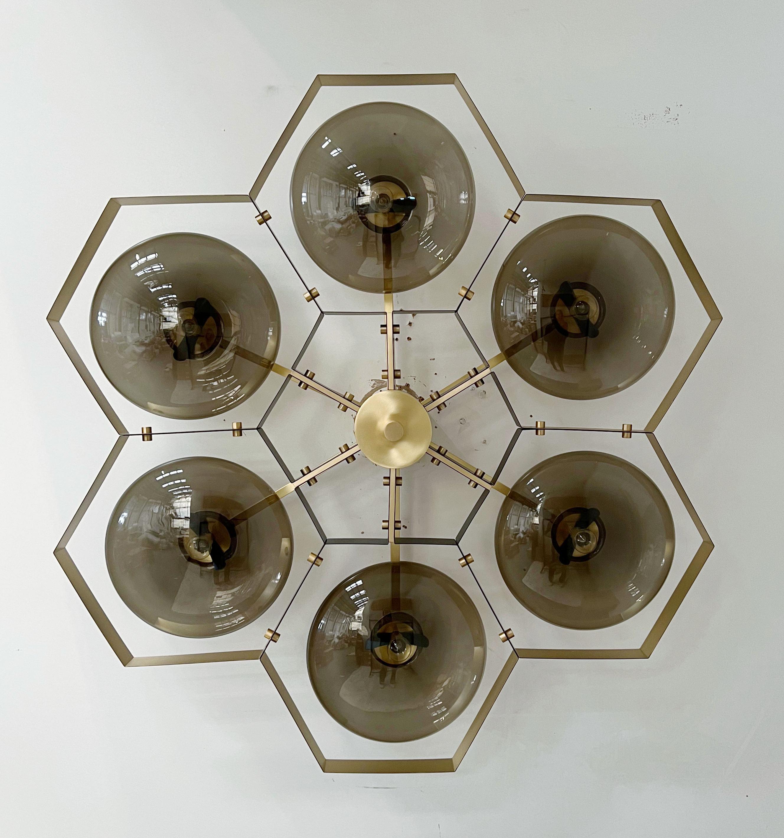 Italian Bi-color Hive Flush Mount by Fabio Ltd For Sale