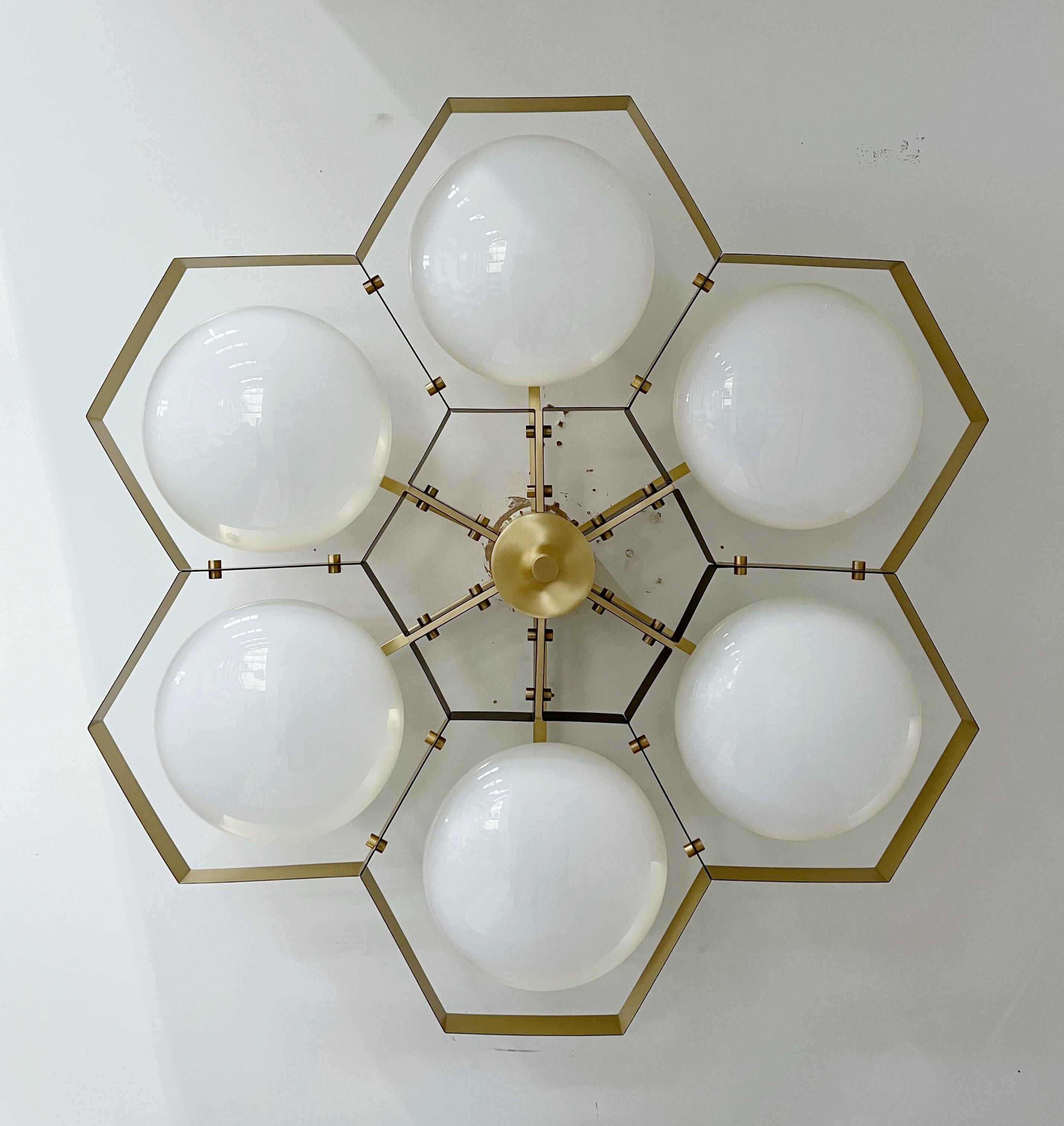 Italian Bi-color Hive Flush Mount by Fabio Ltd For Sale