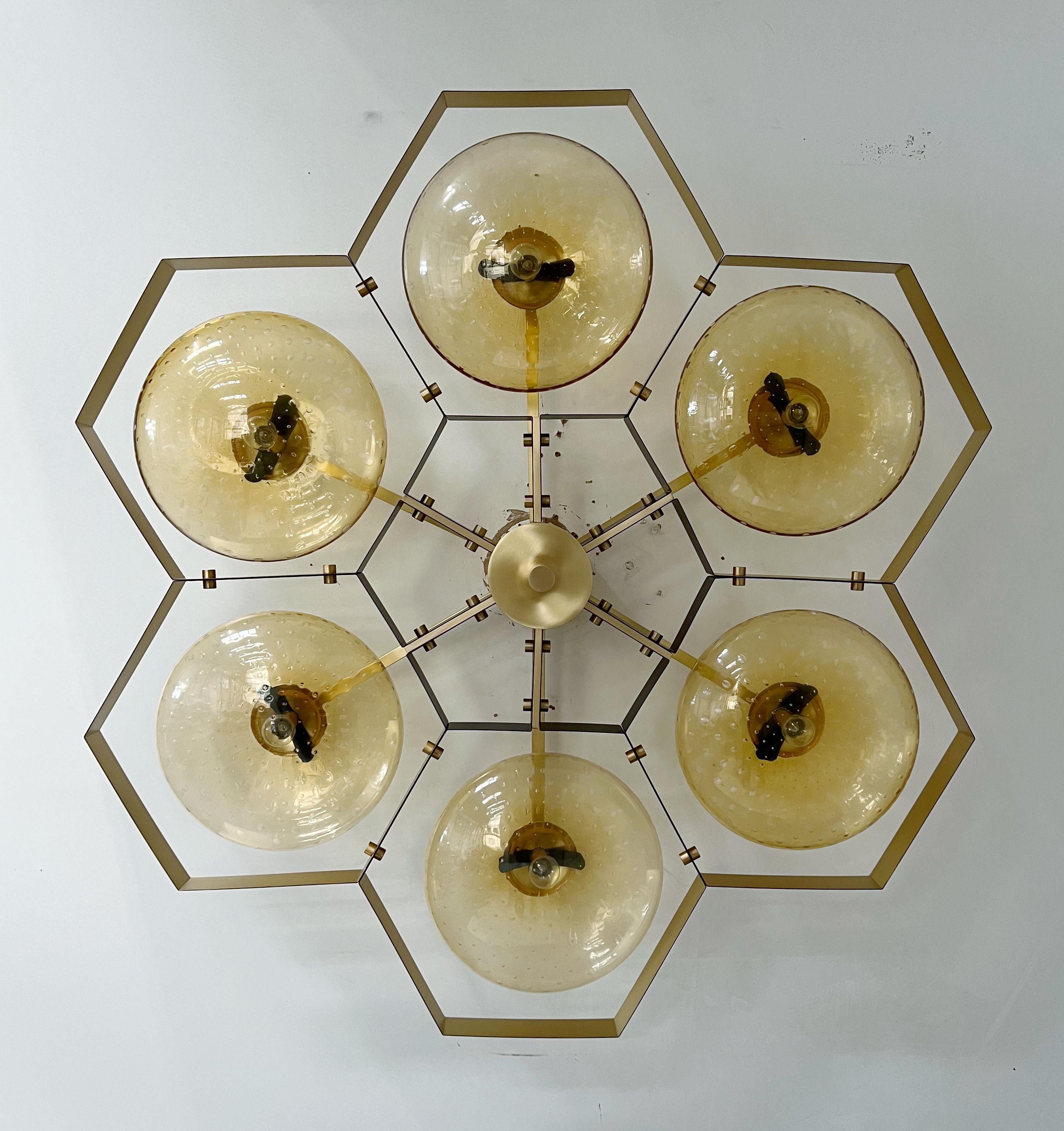 Italian Bi-color Hive Flush Mount by Fabio Ltd For Sale