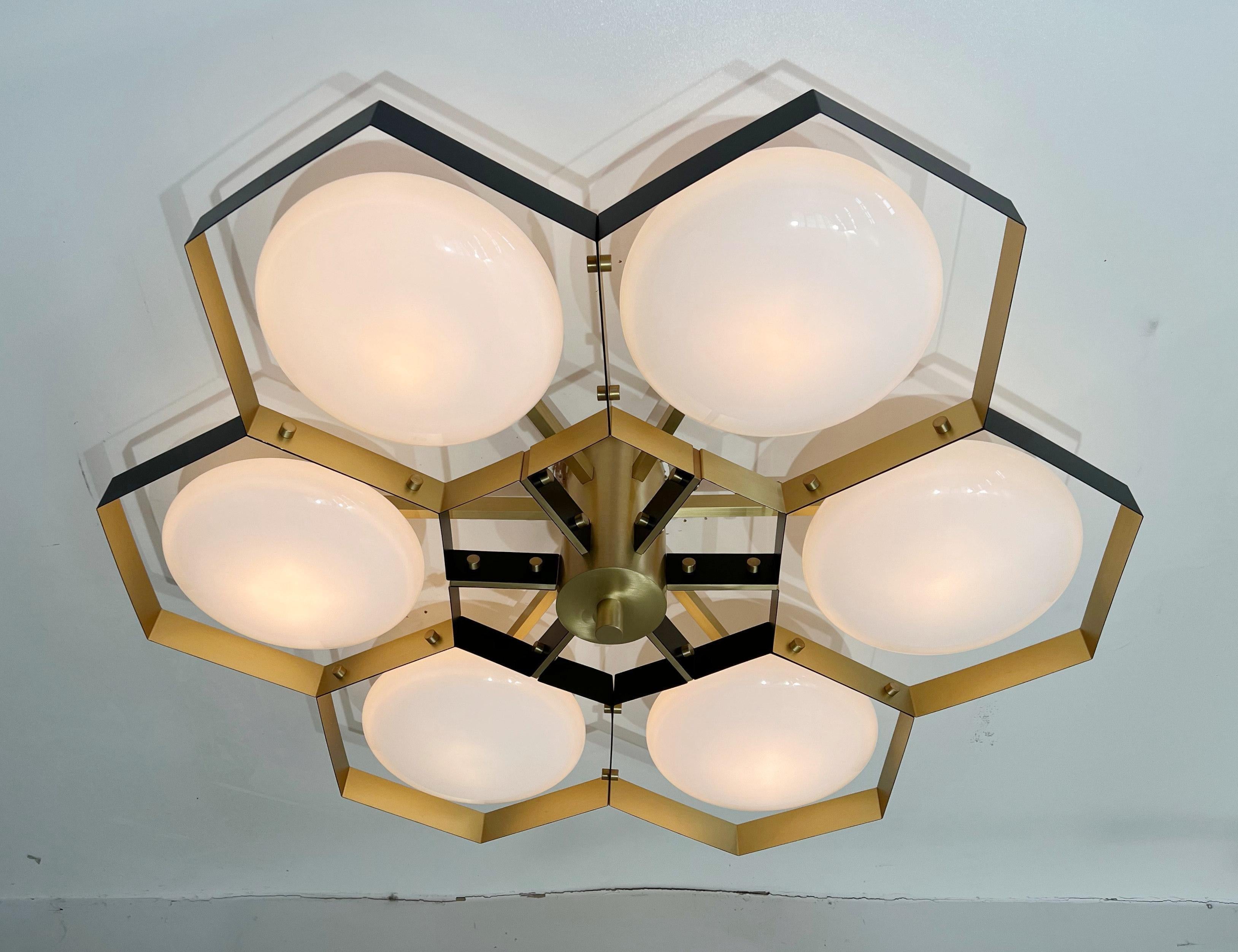 Brushed Bi-color Hive Flush Mount by Fabio Ltd For Sale