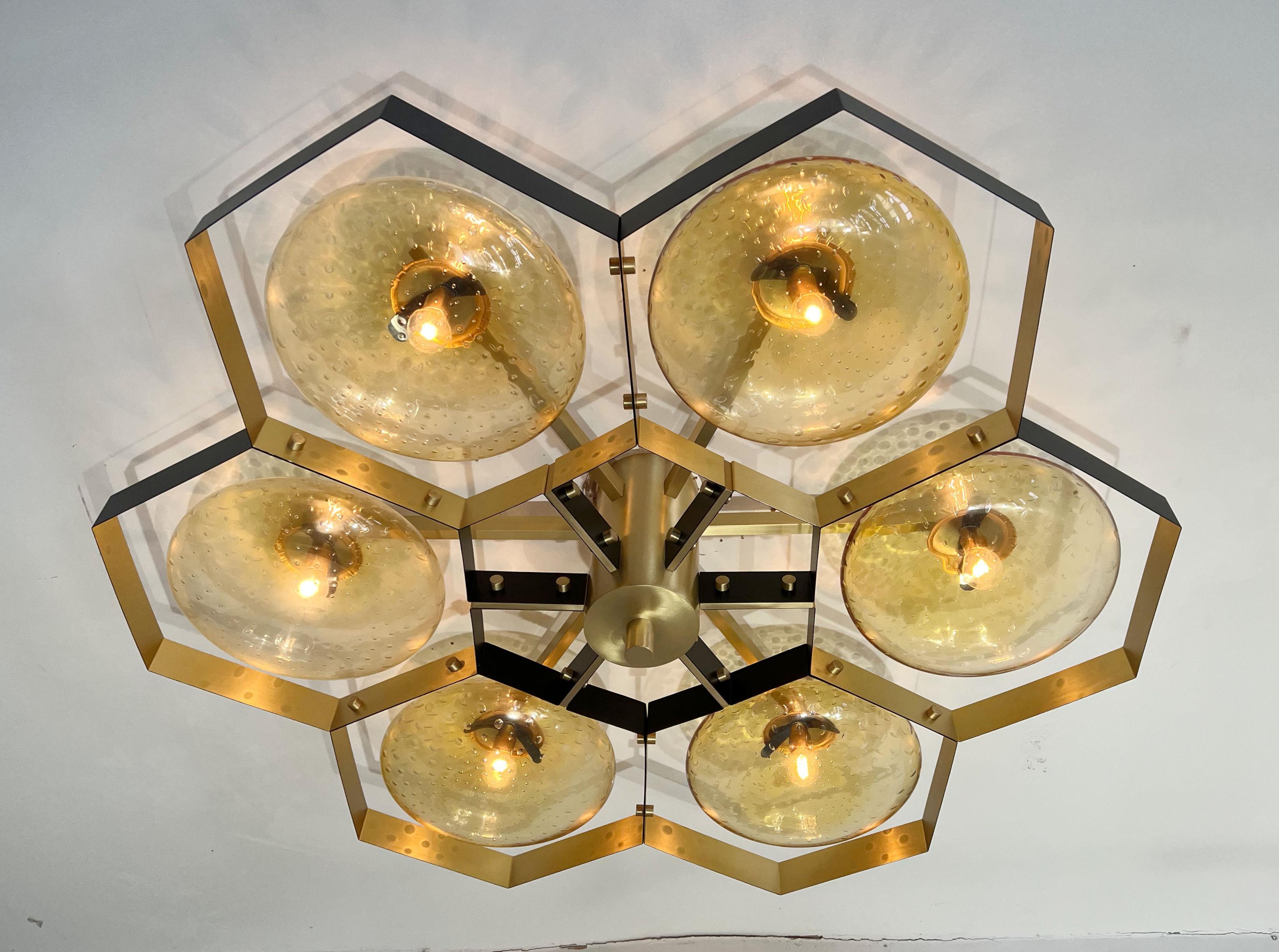 Brushed Bi-color Hive Flush Mount by Fabio Ltd For Sale