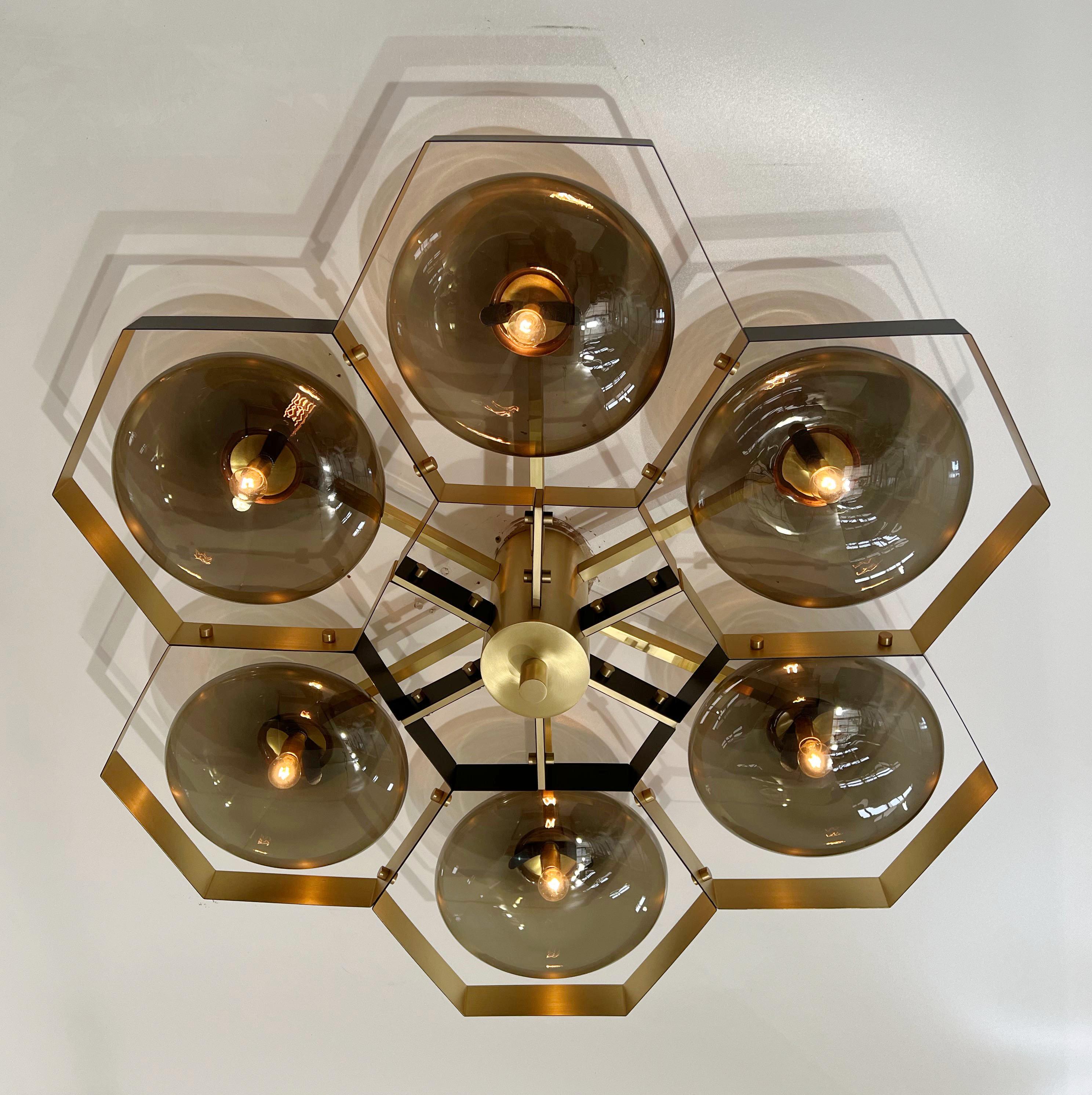 Brushed Bi-color Hive Flush Mount by Fabio Ltd For Sale