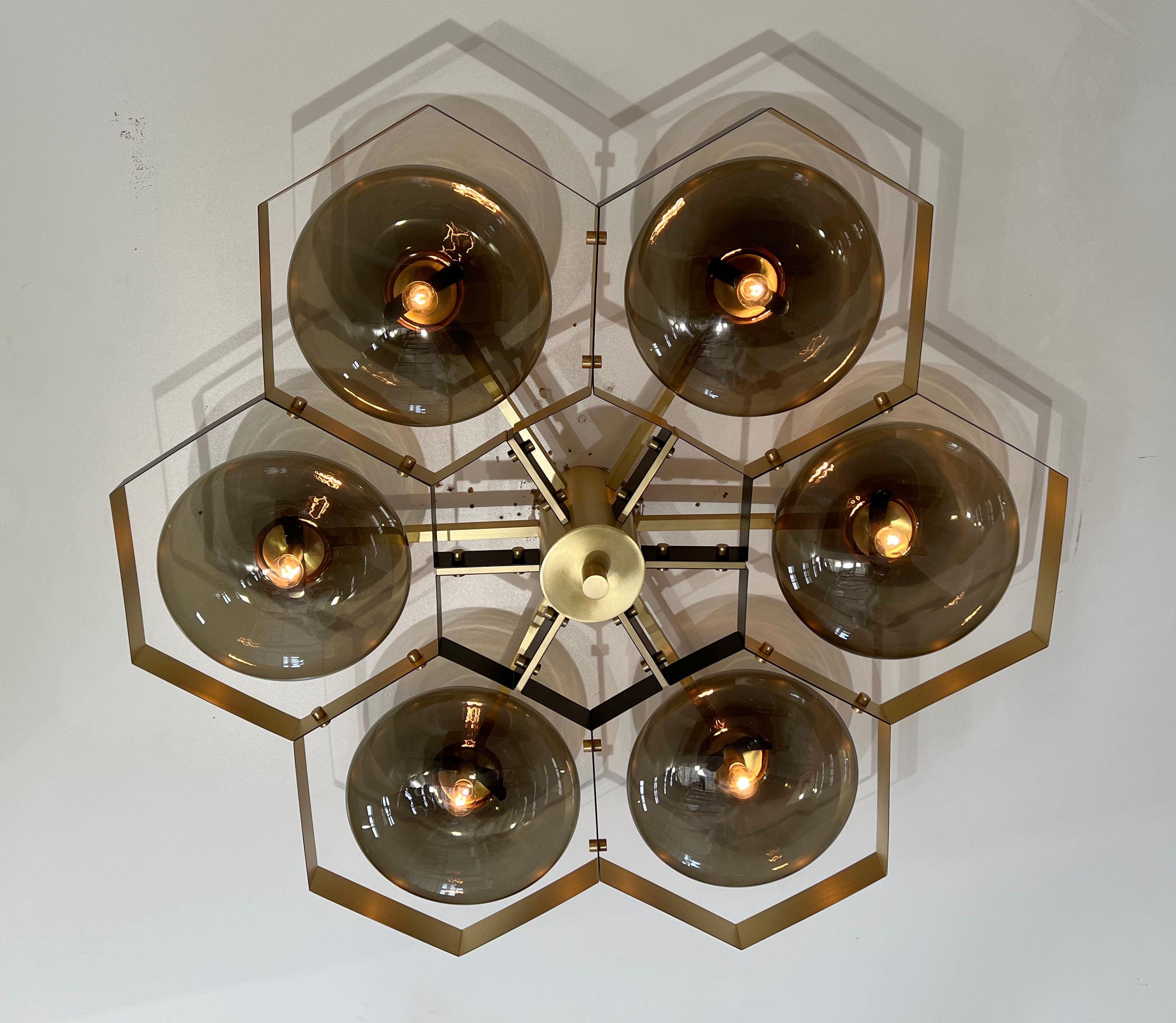 Contemporary Bi-color Hive Flush Mount by Fabio Ltd For Sale