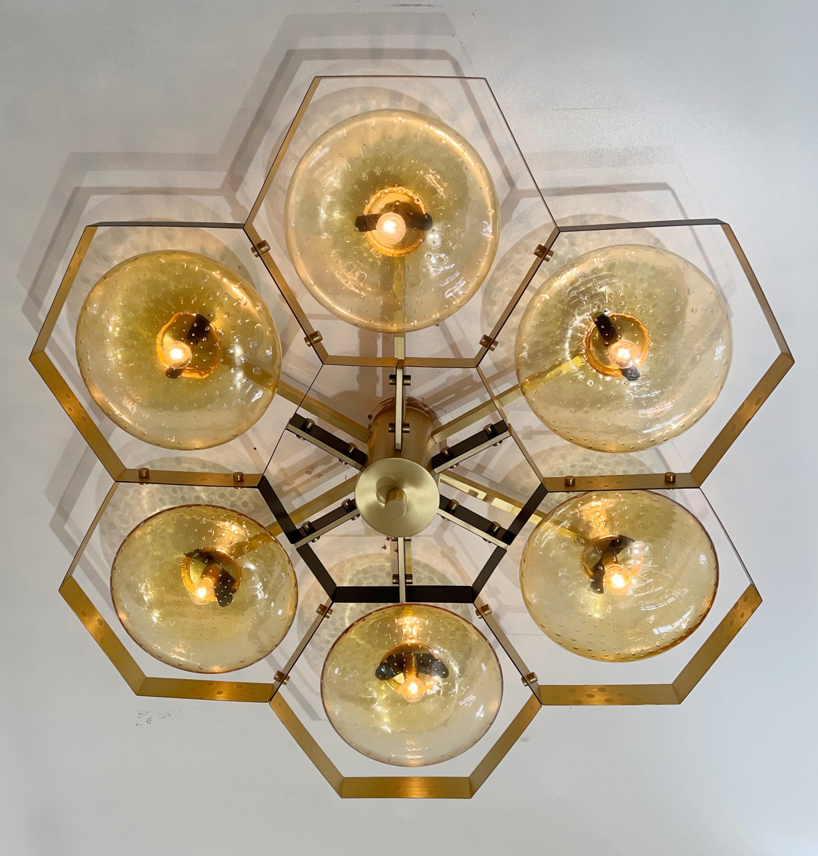 Contemporary Bi-color Hive Flush Mount by Fabio Ltd For Sale