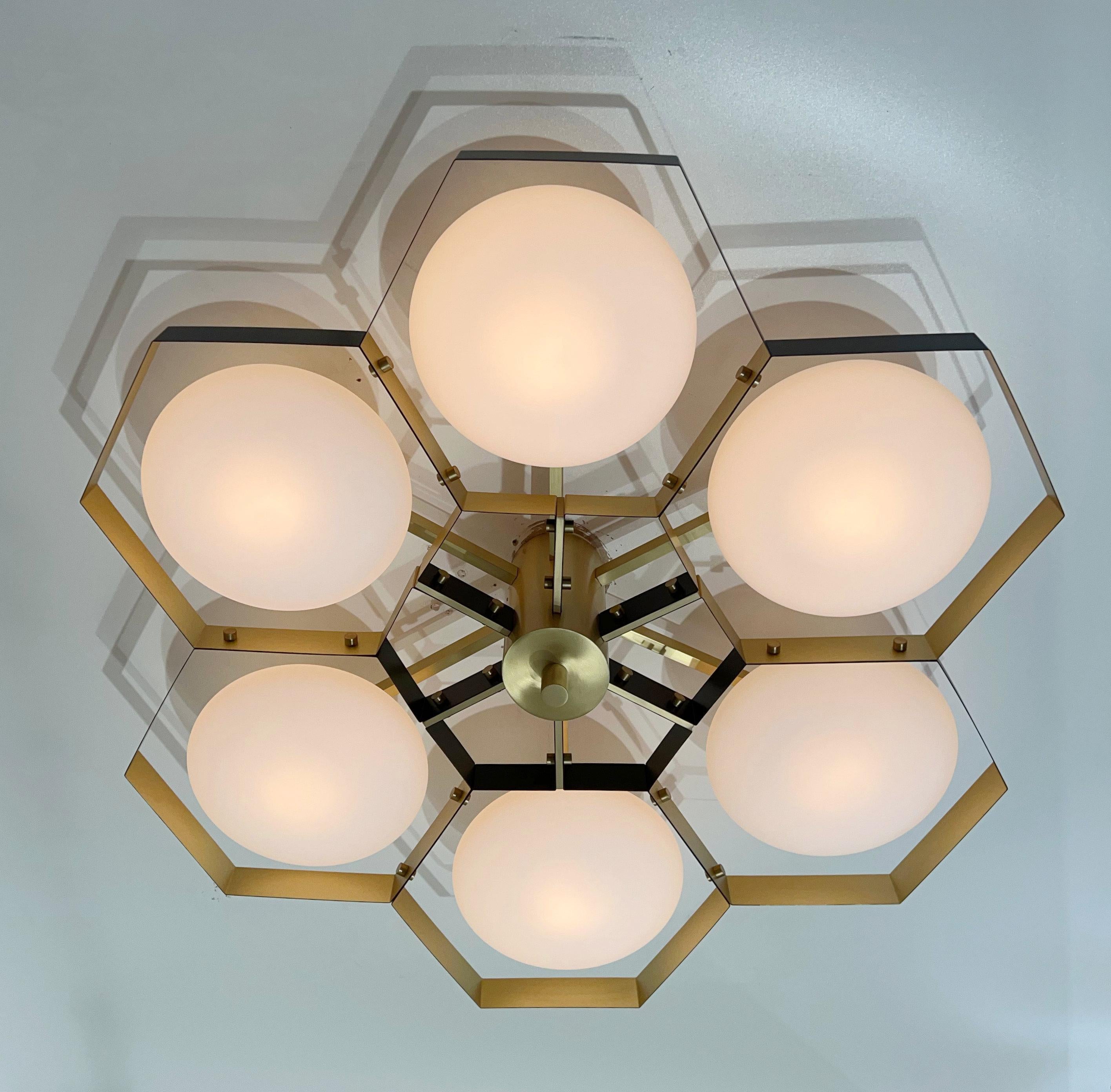 Brass Bi-color Hive Flush Mount by Fabio Ltd For Sale