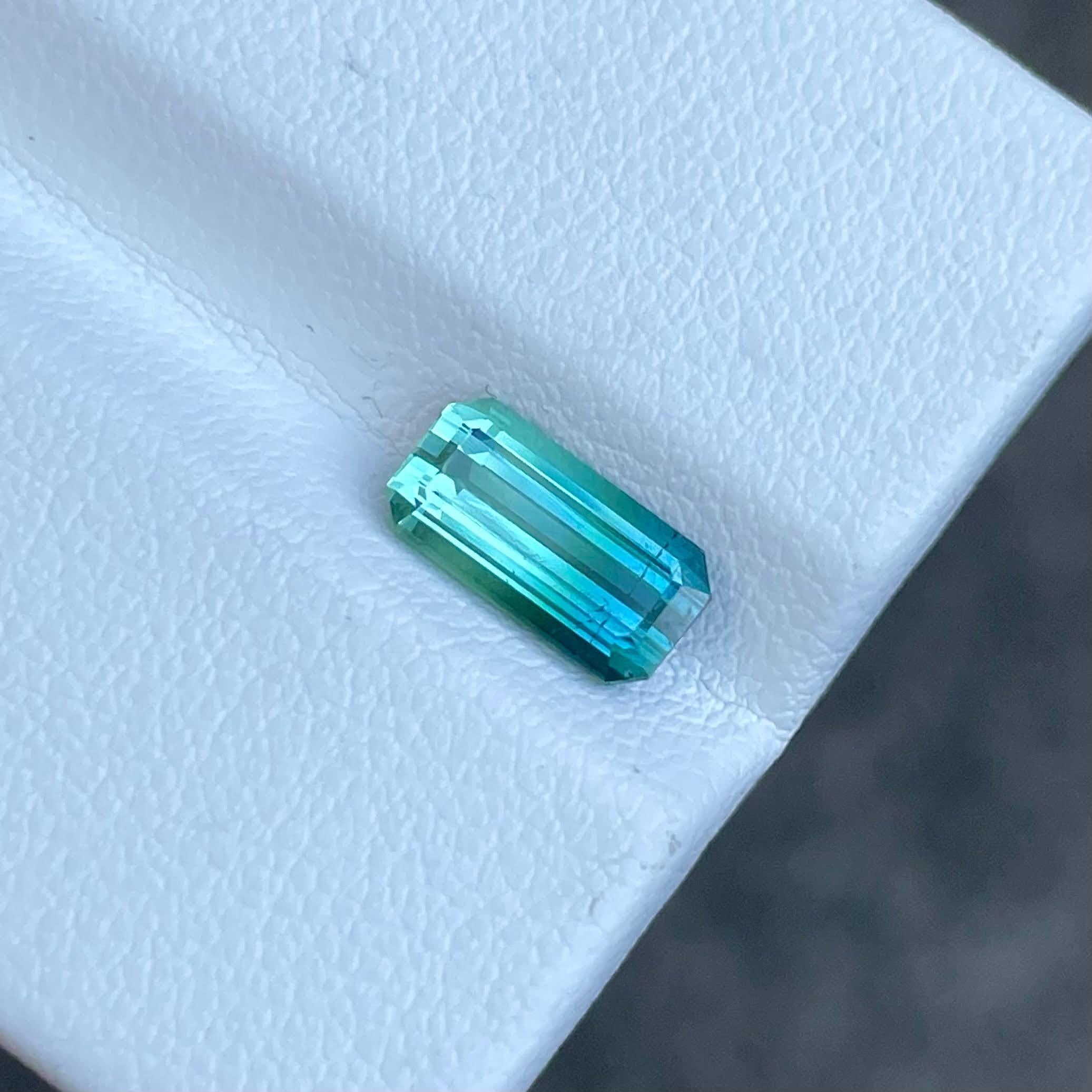 Women's or Men's Bi-Color Loose Tourmaline 1.75 carats Step Emerald Cut Natural Afghan Gemstone For Sale