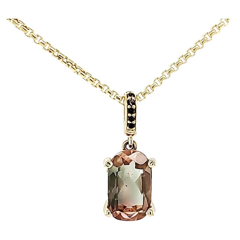 Bi-color Sunstone with Smokey Quartz in 14kt Gold