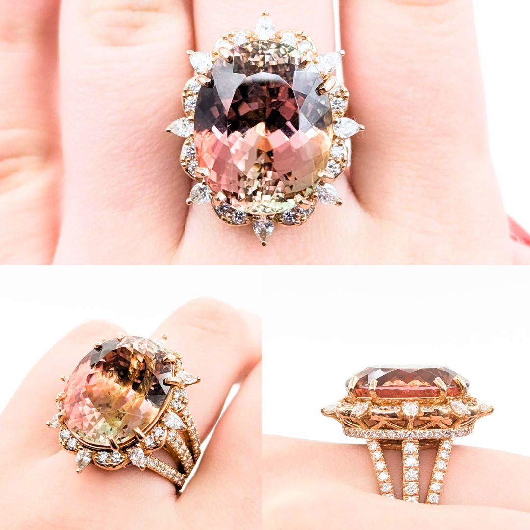 Bi-Color Tourmaline & Diamond Cocktail Ring in 14k Rose Gold
Introducing our exquisite Tourmaline Ring, meticulously crafted in 14k gold. This standout Cocktail Ring features a stunning 2.00ctw of Diamonds, beautifully complimented by a 20ct