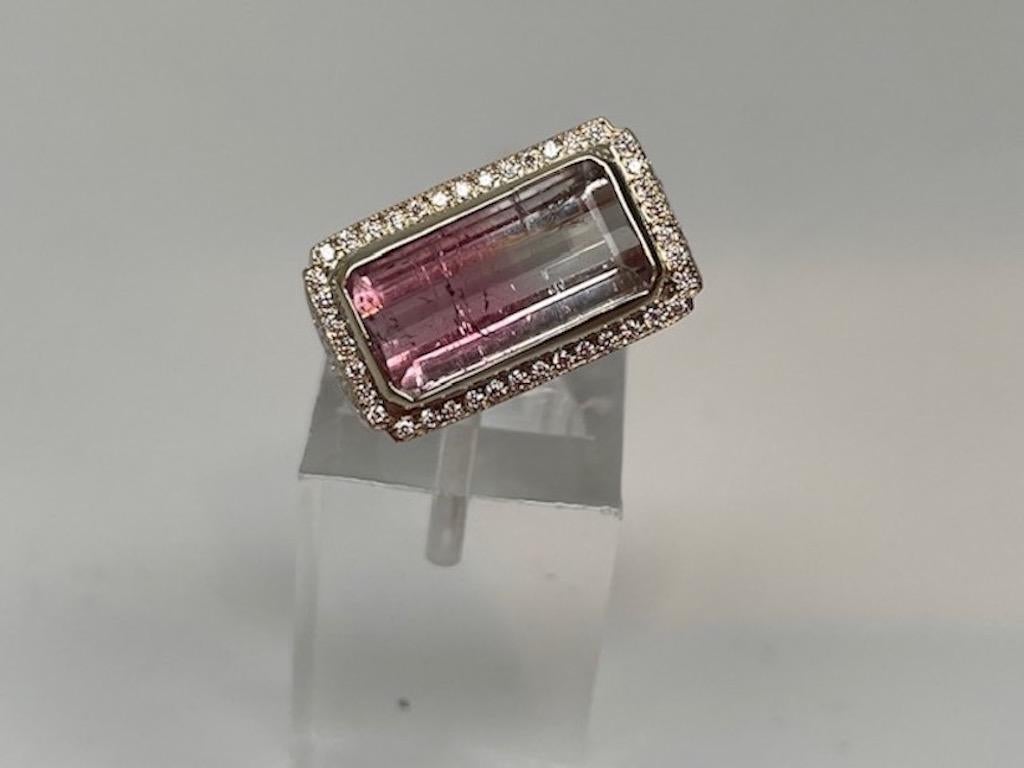 Bi-Color Turmalin-Diamant-Ring (Zeitgenössisch) im Angebot