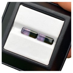 Bi-Color Tourmaline pair of natural gemstones 4.09Cf, Emerald cut, Afghanistan