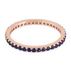 Bi Color Tsavorite Sapphire 14 Karat Gold Eternity Ring