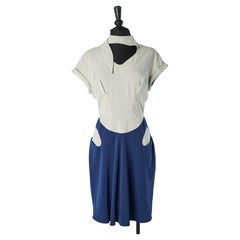 Vintage Bi-colore cocktail dress with scarf collar Thierry Mugler 