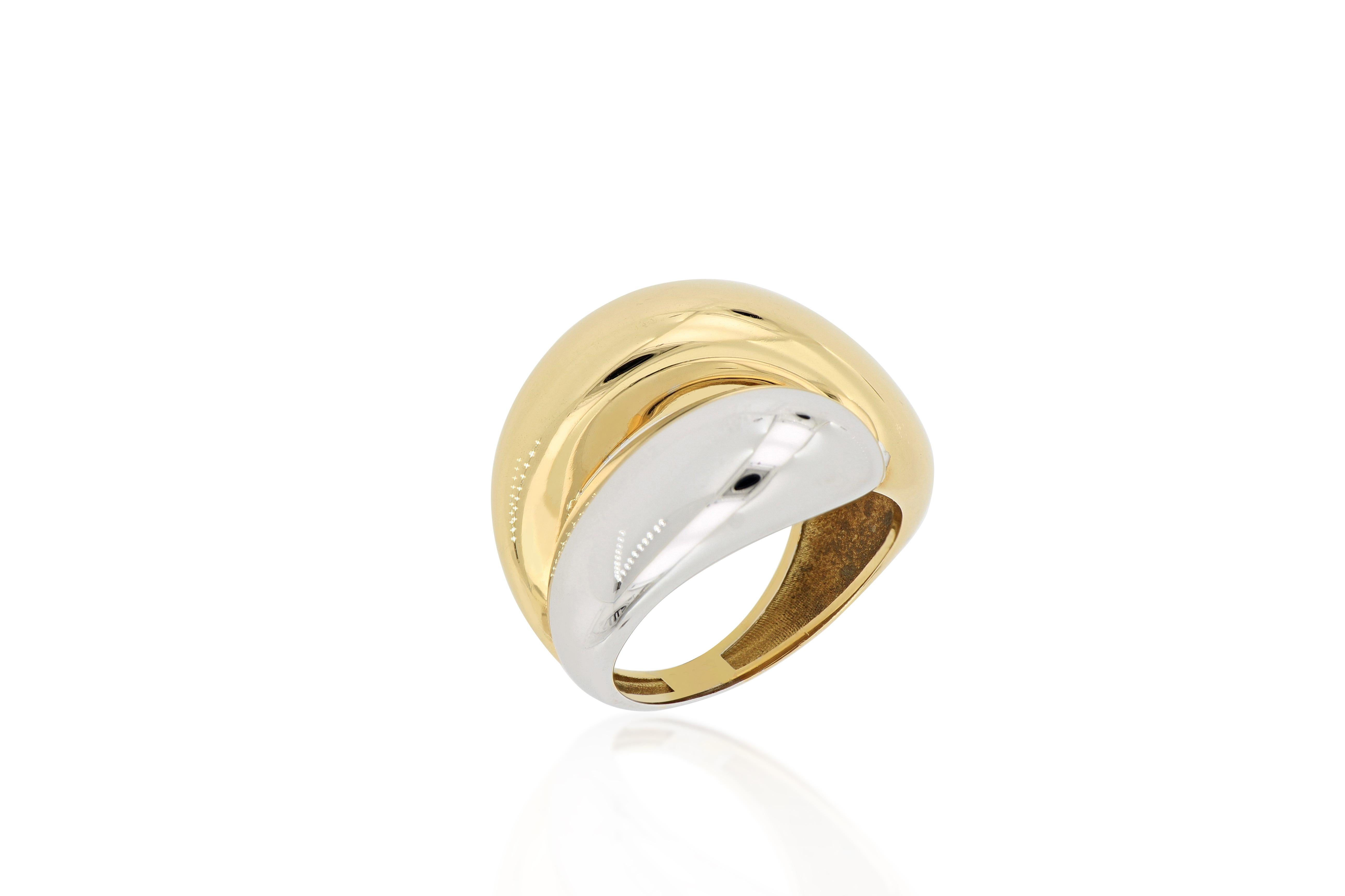 18 Karat Goldring mit zweifarbigem Ring (Zeitgenössisch) im Angebot