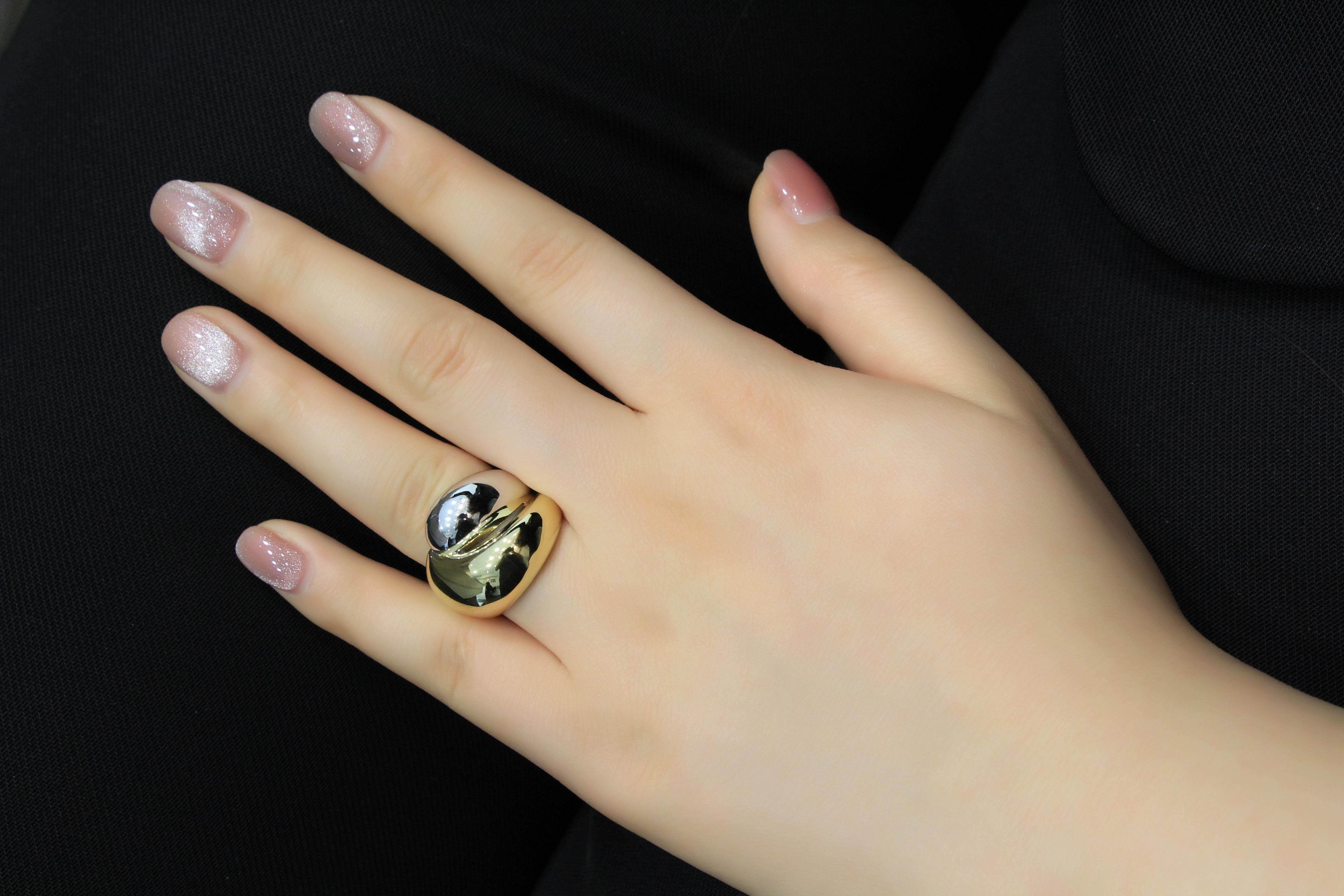 Contemporary Bi-Color 18 Karat Gold Ring For Sale